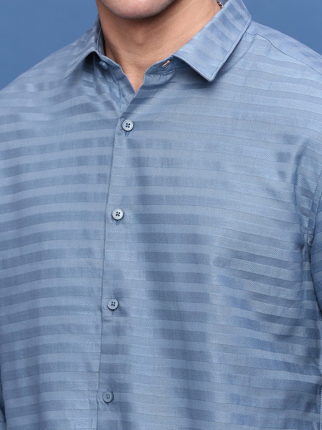 Men Blue Slim Fit Striped Shirt