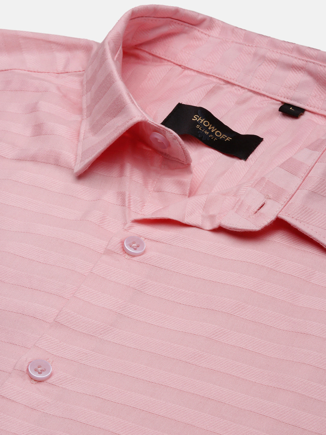 Men's Pink Slim Fit Striped Shirt