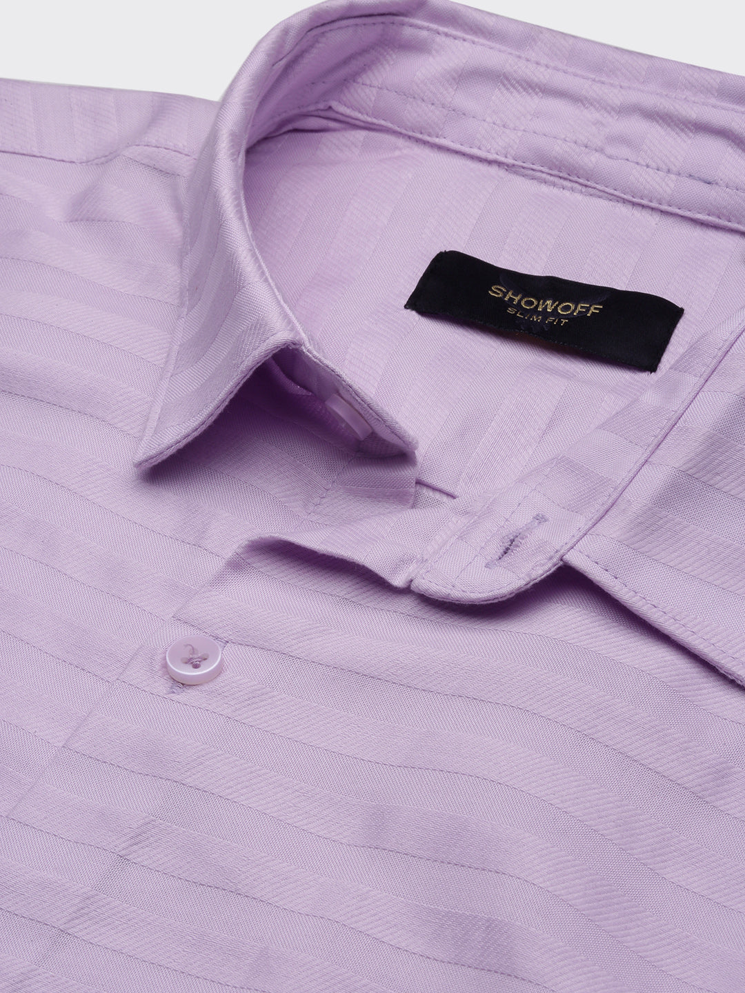 Men Lavender Slim Fit Striped Shirt