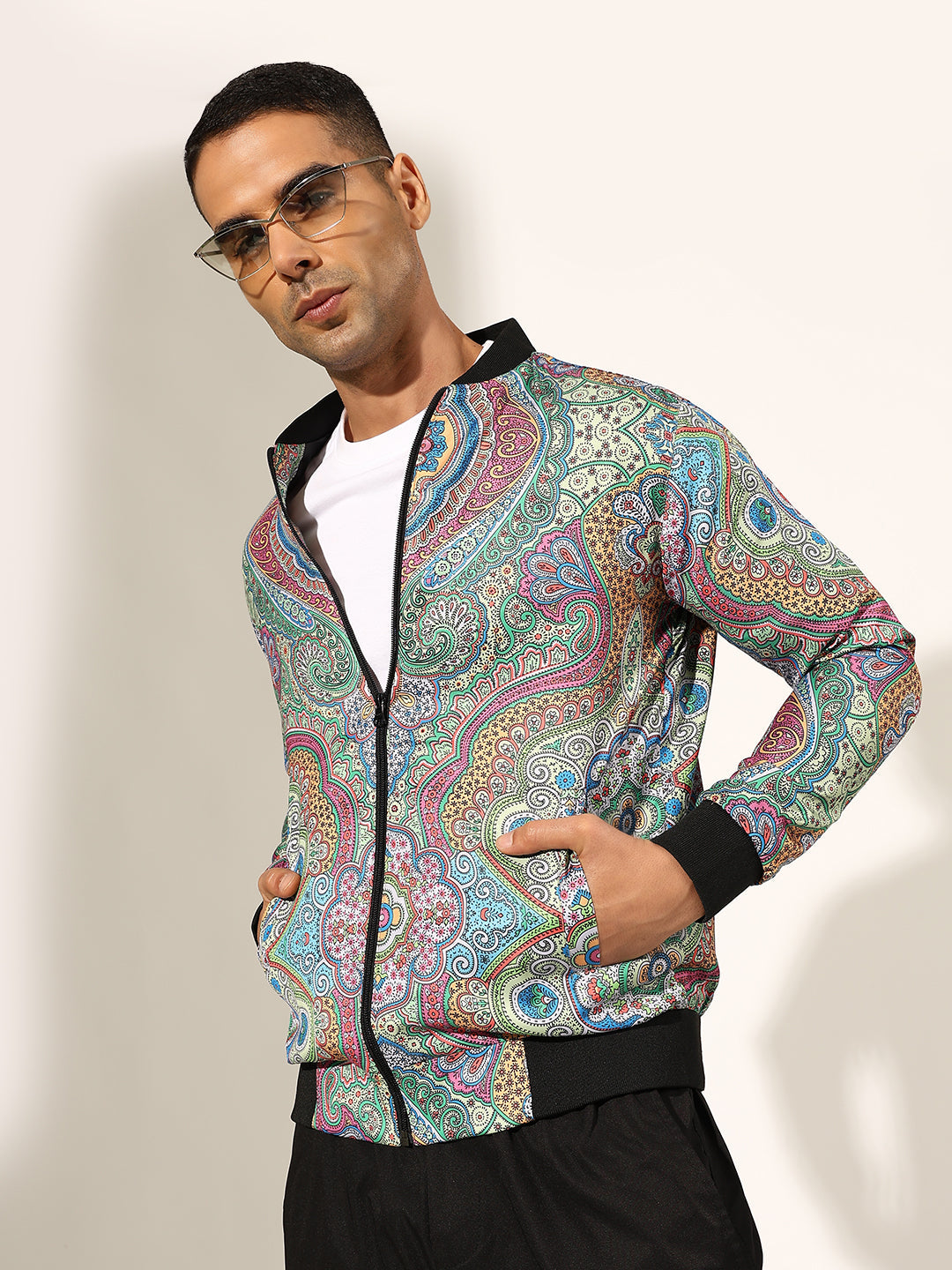 Men's Printed Multi Bomber Jacket