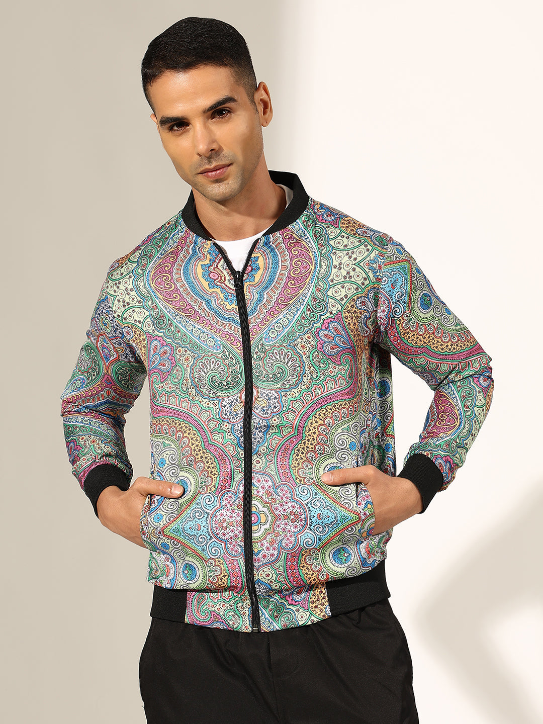 Men's Printed Multi Bomber Jacket