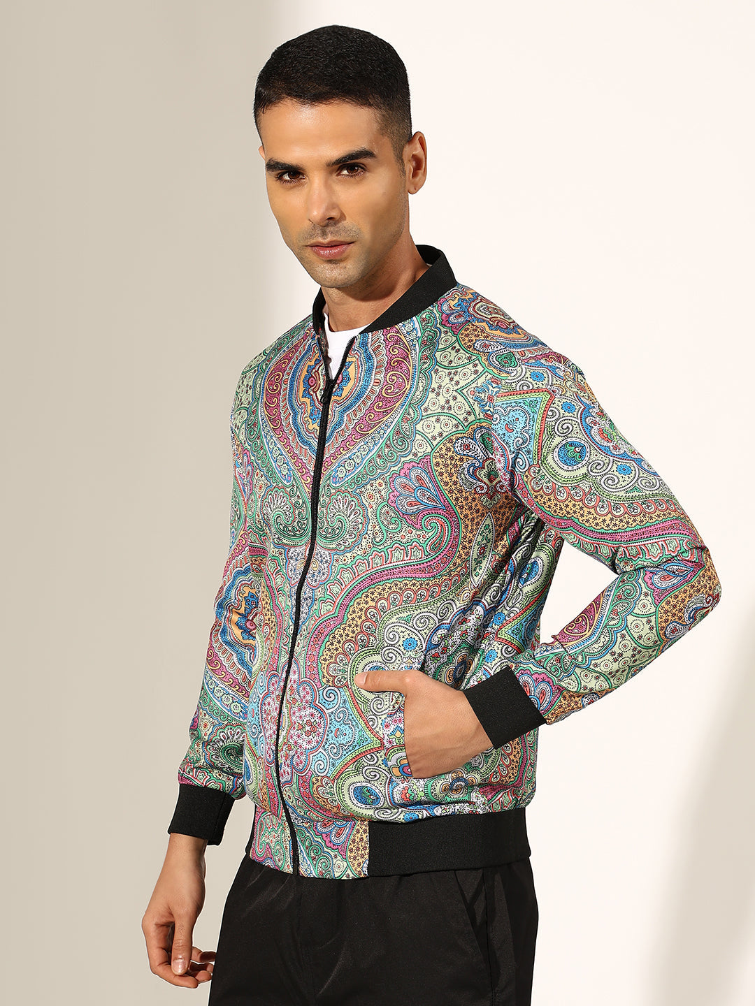Men's Printed Multi Bomber Jacket