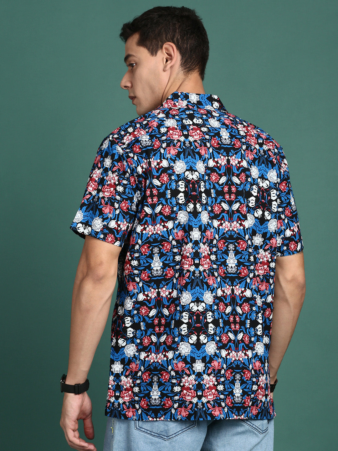 Men Cuban Collar Floral Multi Relaxed Fit Shirt