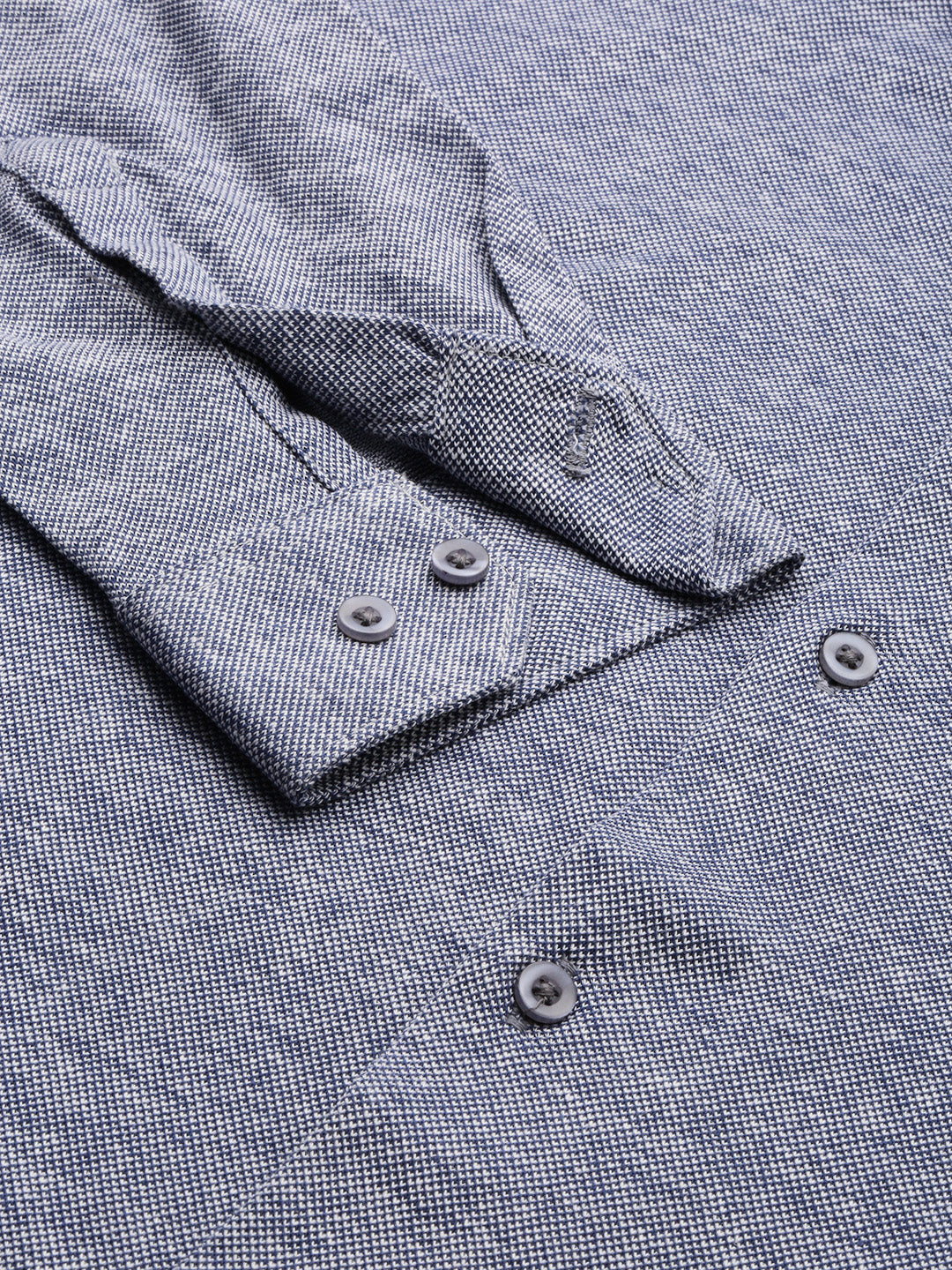 Men's Navy Blue Solid Slim Fit Shirt