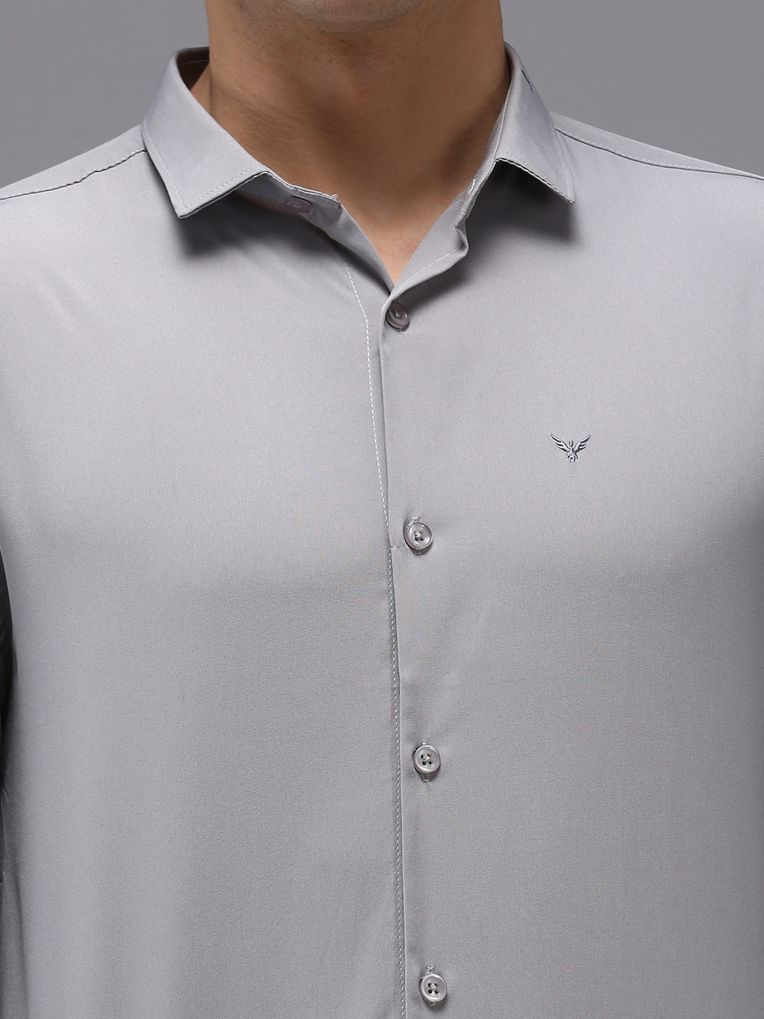 Men's Grey Solid Slim Fit Shirt