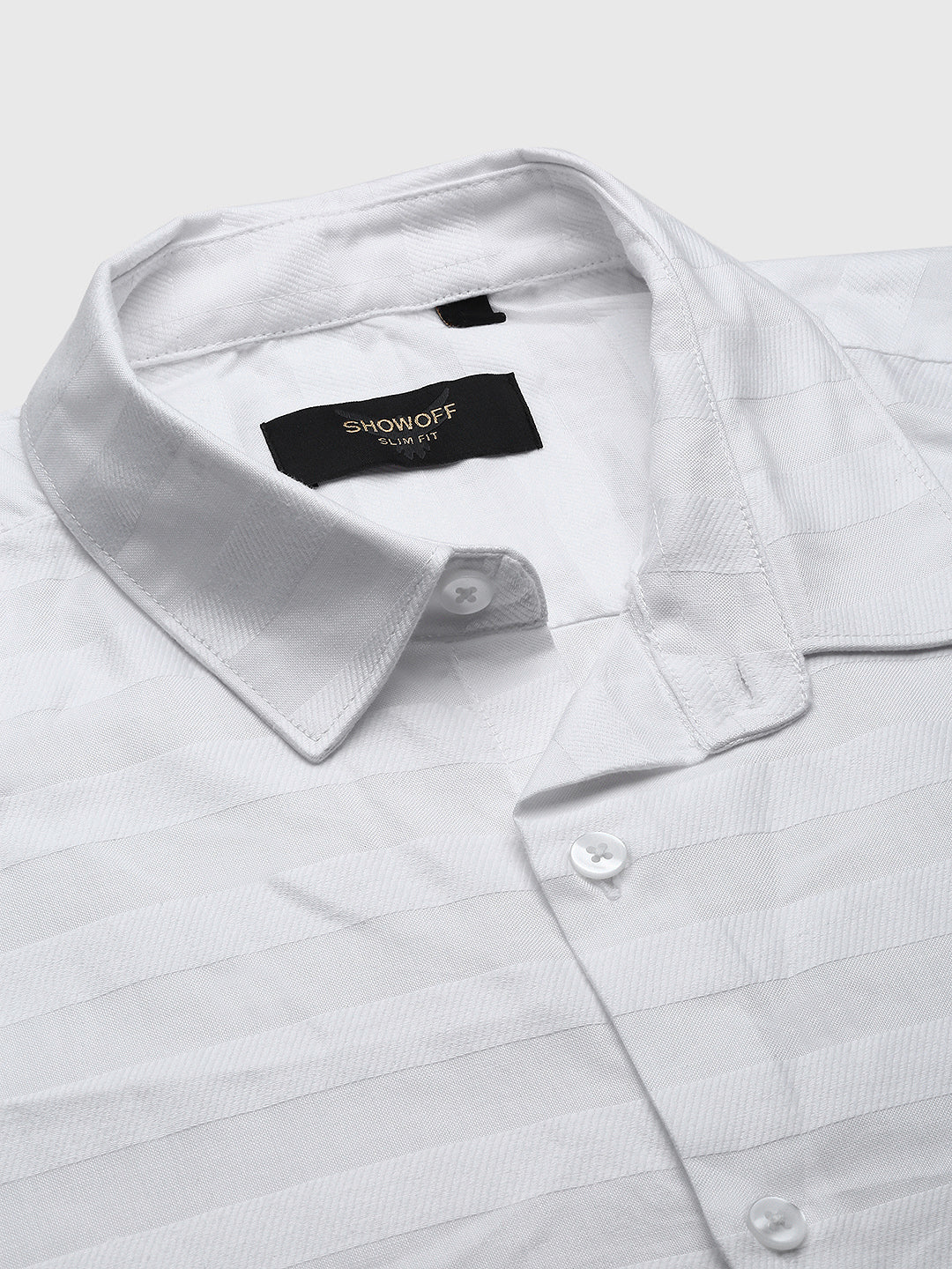 Men Solid White Slim Fit Shirt