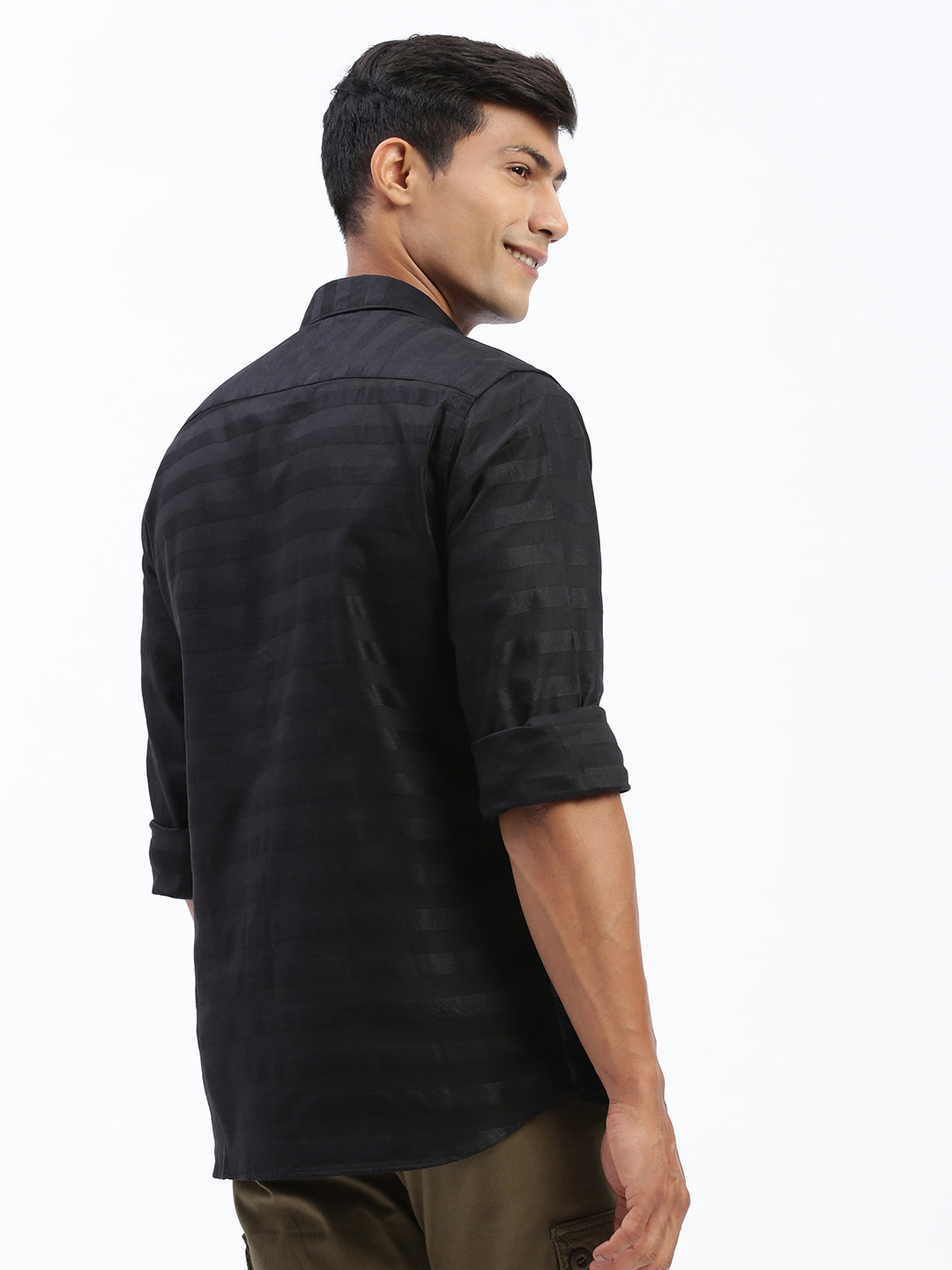 Men Solid Black Slim Fit Shirt