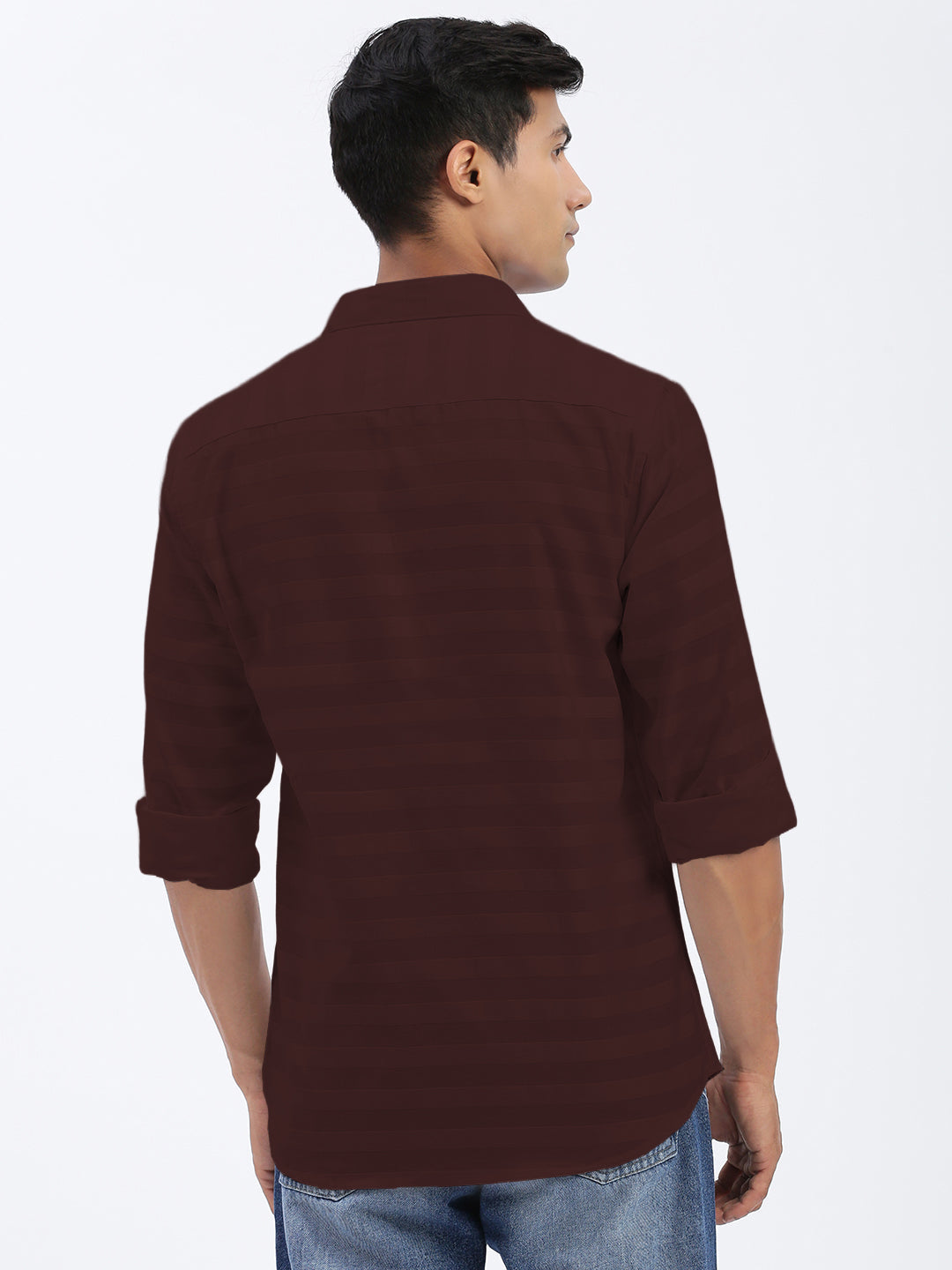Men's Maroon Slim Fit Shirt With Chest Pocket