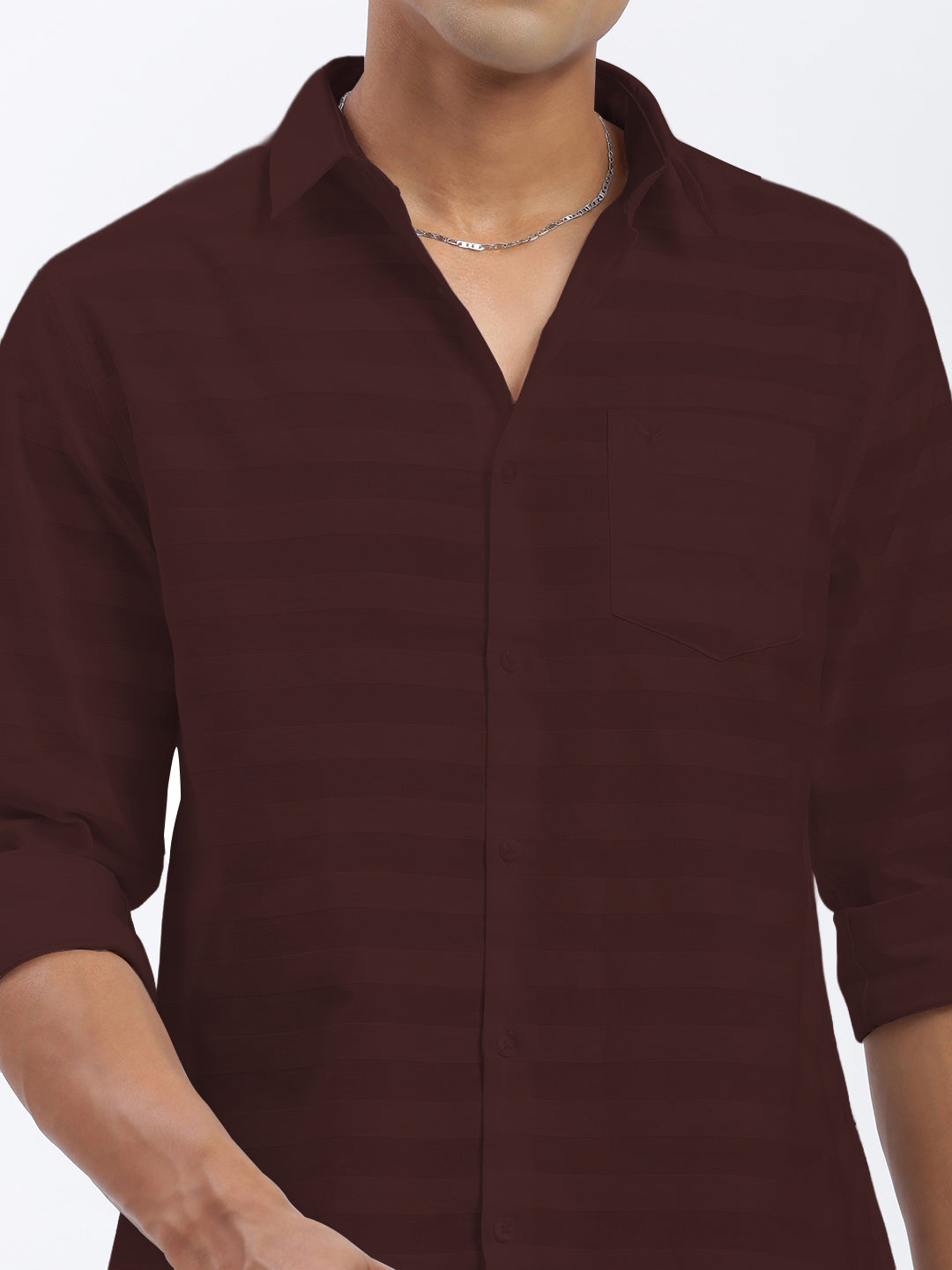 Men's Maroon Slim Fit Shirt With Chest Pocket