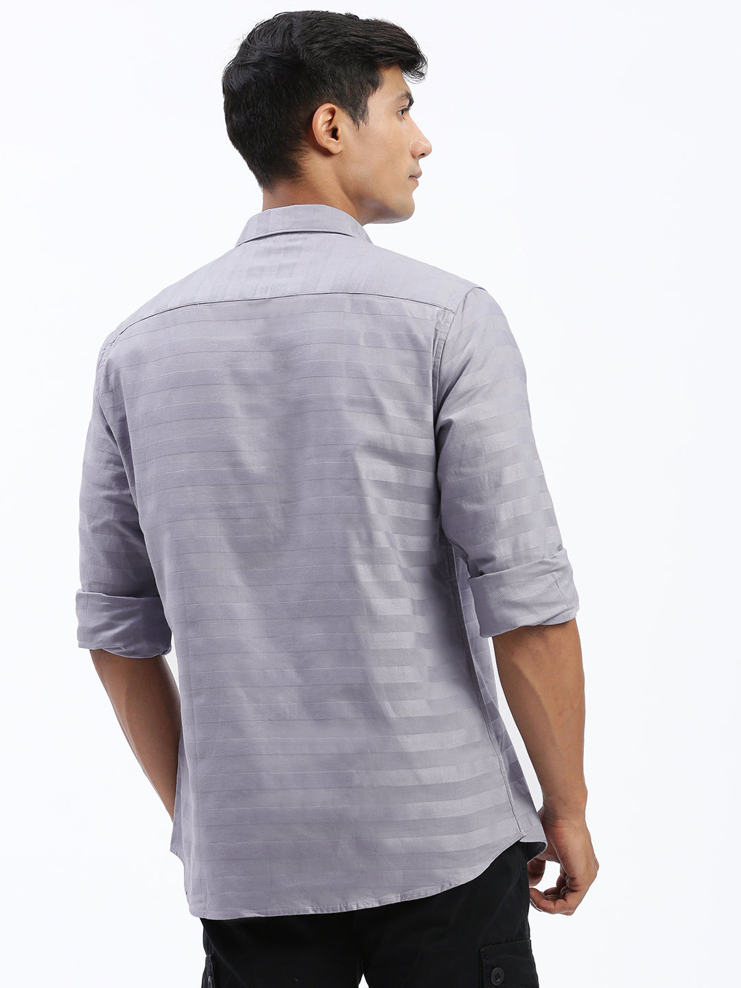 Men Solid Grey Slim Fit Shirt