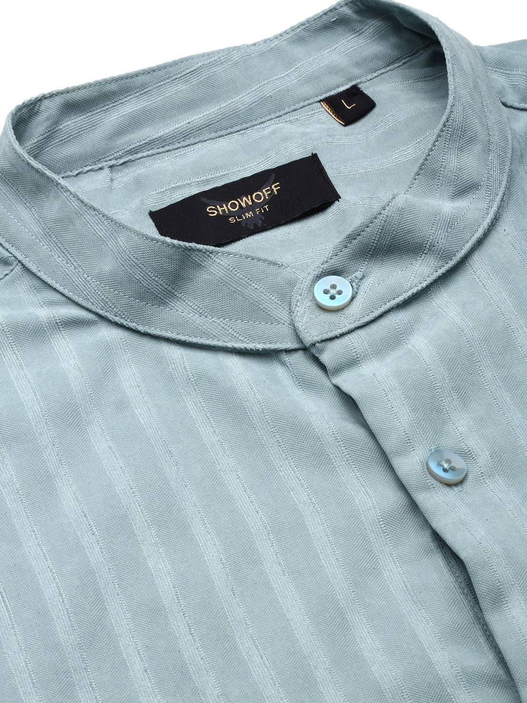 Men Striped Blue Slim Fit Shirt