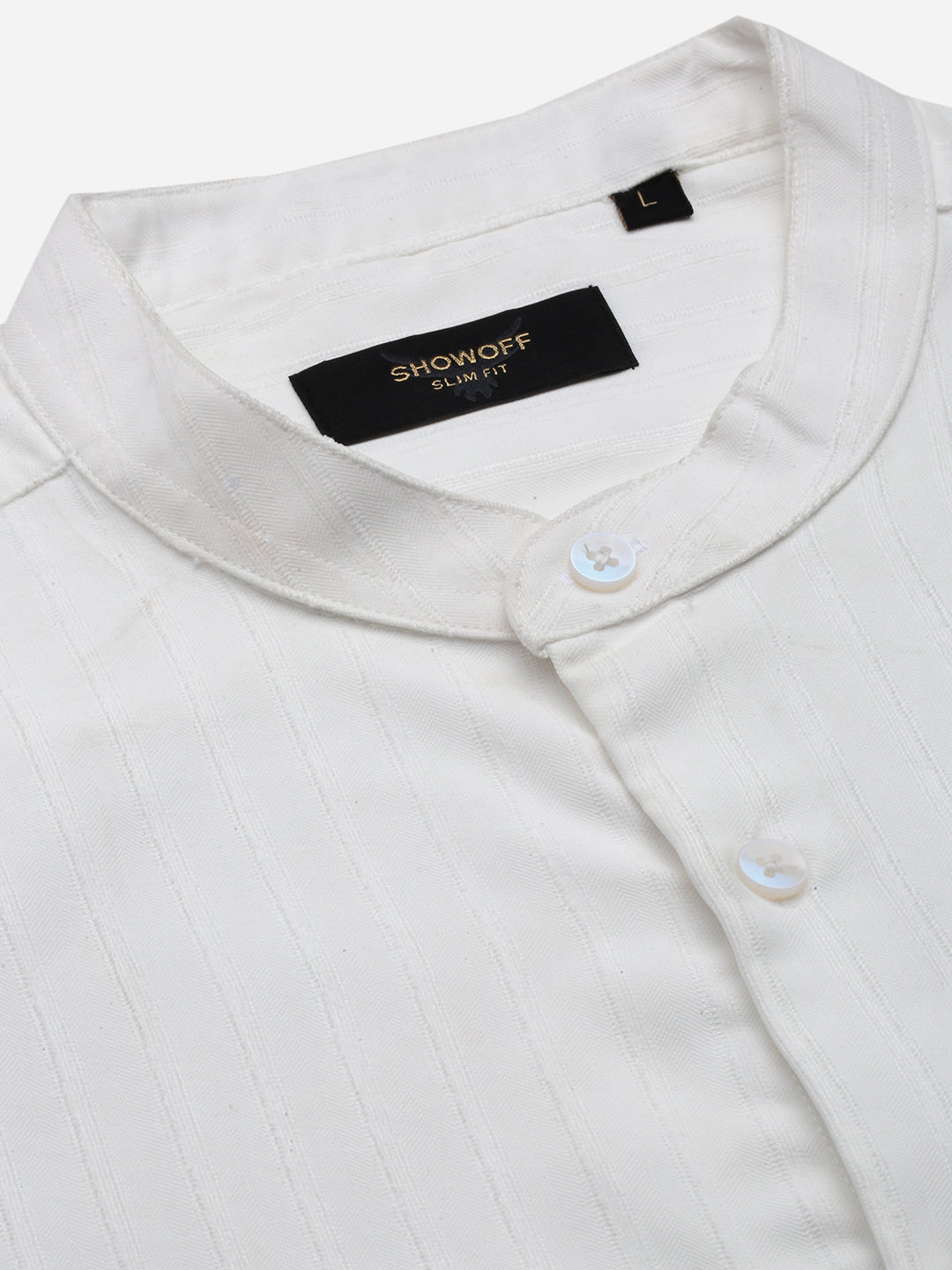 Men Striped White Slim Fit Shirt