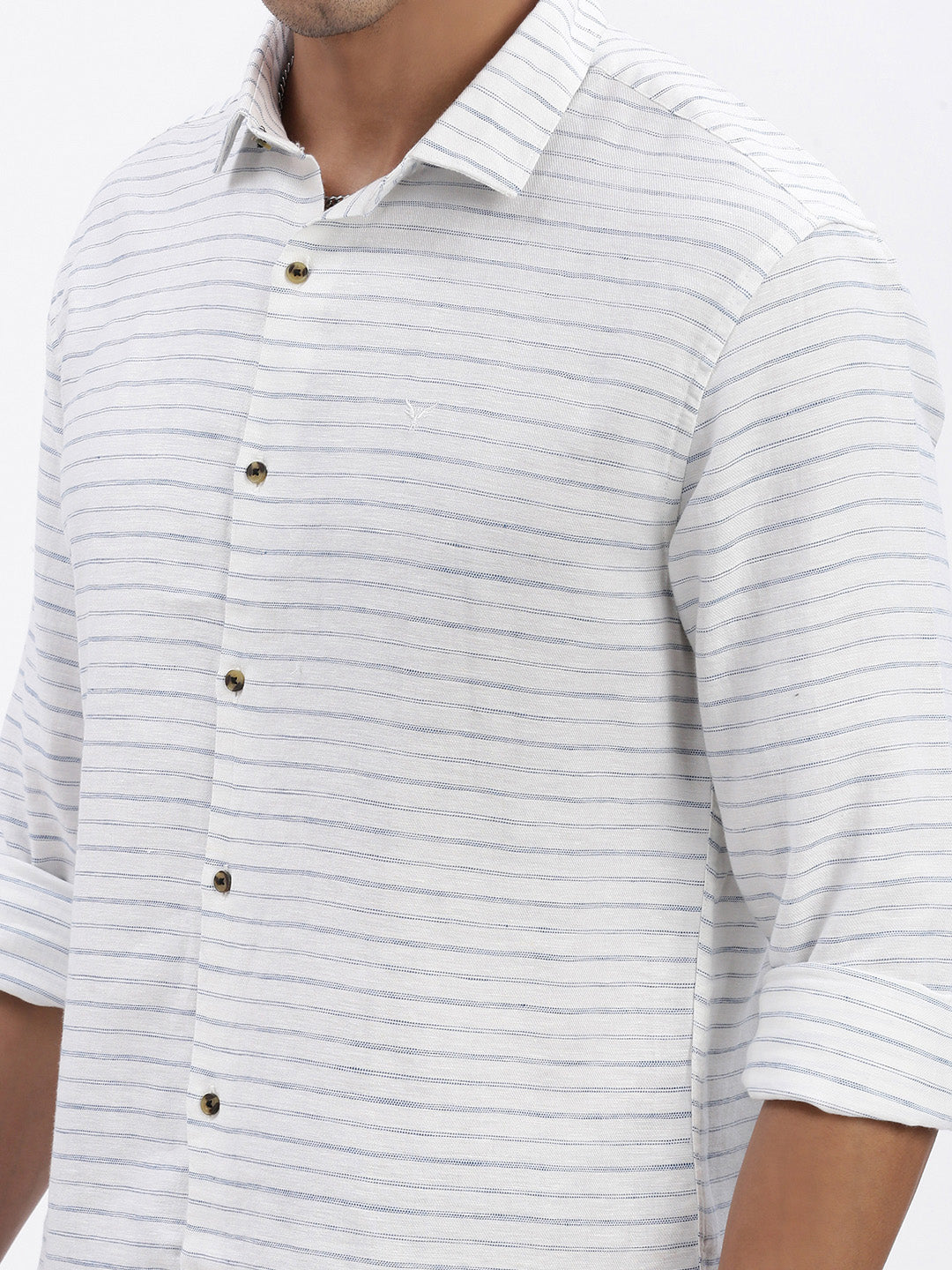 Men White Striped Slim Fit Shirt