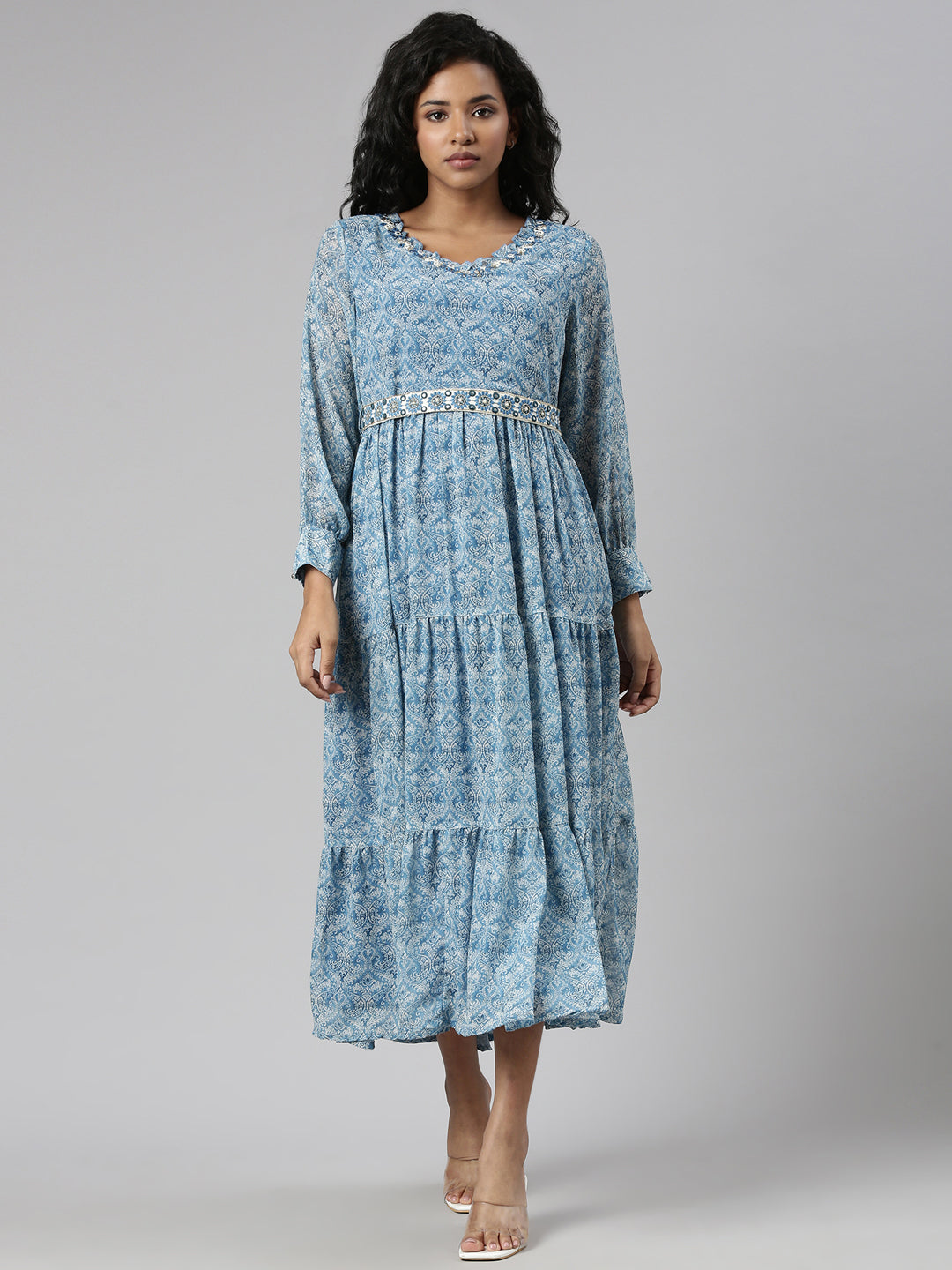 Women Blue Ethnic Motifs Empire Kurta