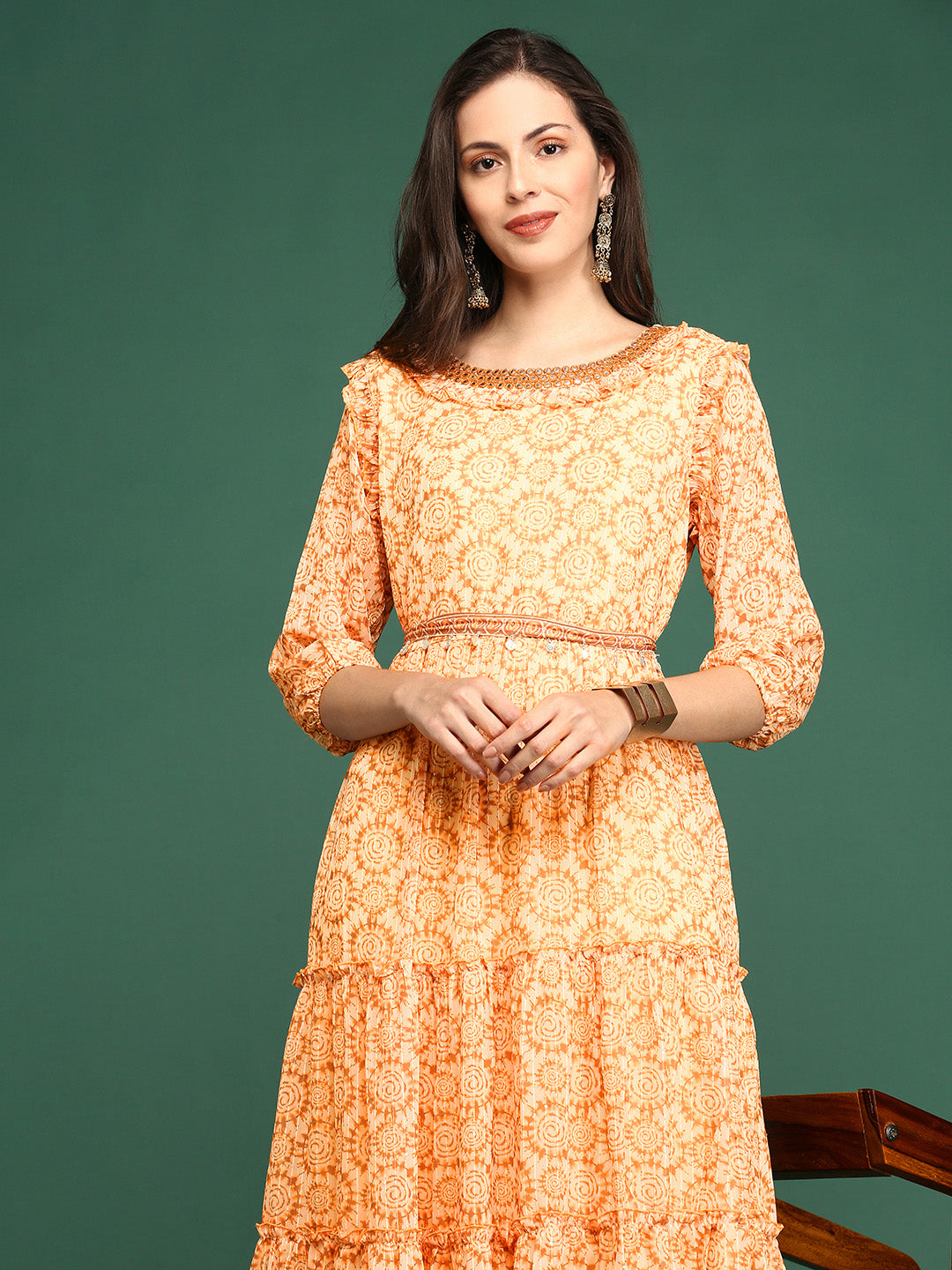 Women's Yellow Embellished Anarkali Kurta