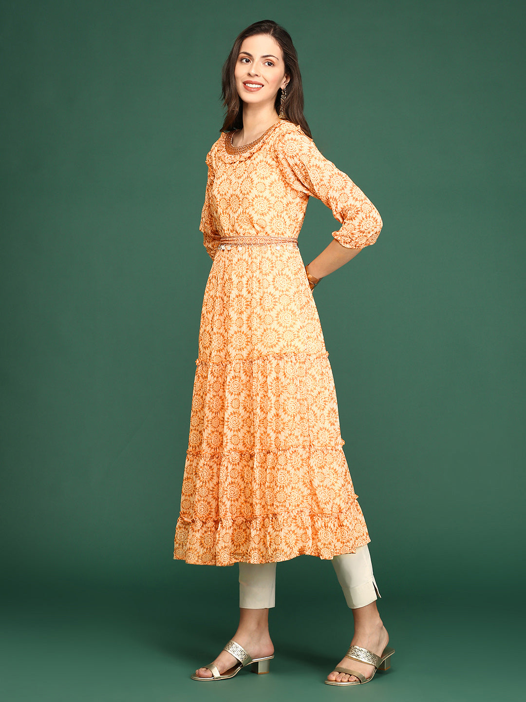 Women's Yellow Embellished Anarkali Kurta