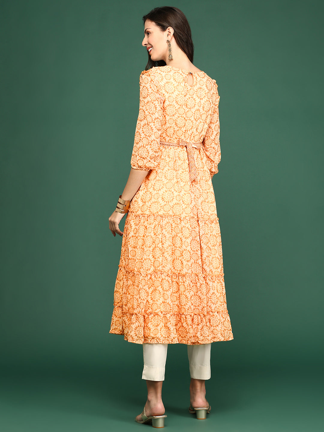 Women's Yellow Embellished Anarkali Kurta