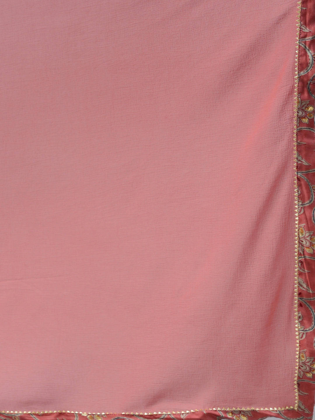 Women Straight Peach Printed Kurta and Trousers Comes with Dupatta