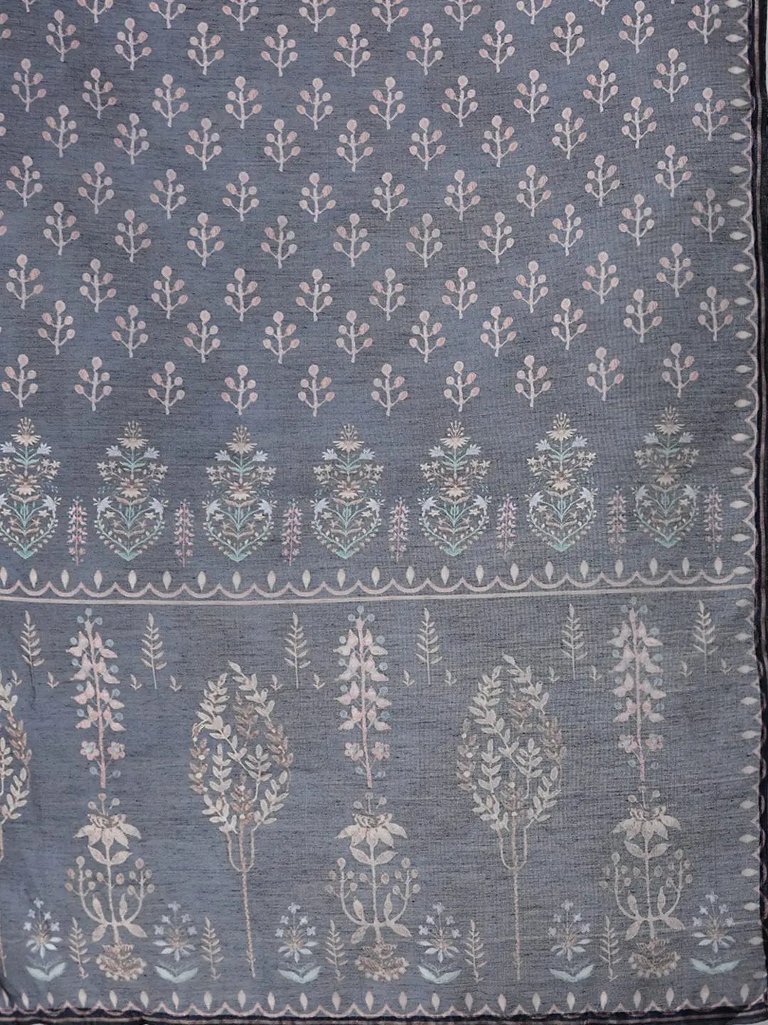 Women's Straight Navy Blue Printed Kurta and Trousers Comes with Dupatta