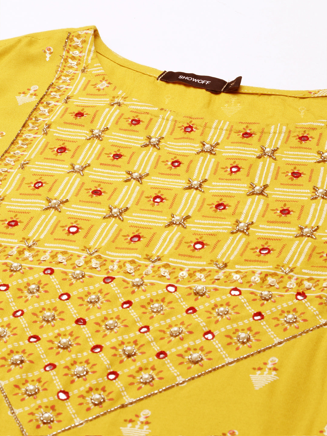 Women Graphic Yellow Anarkali Kurta Set with Dupatta