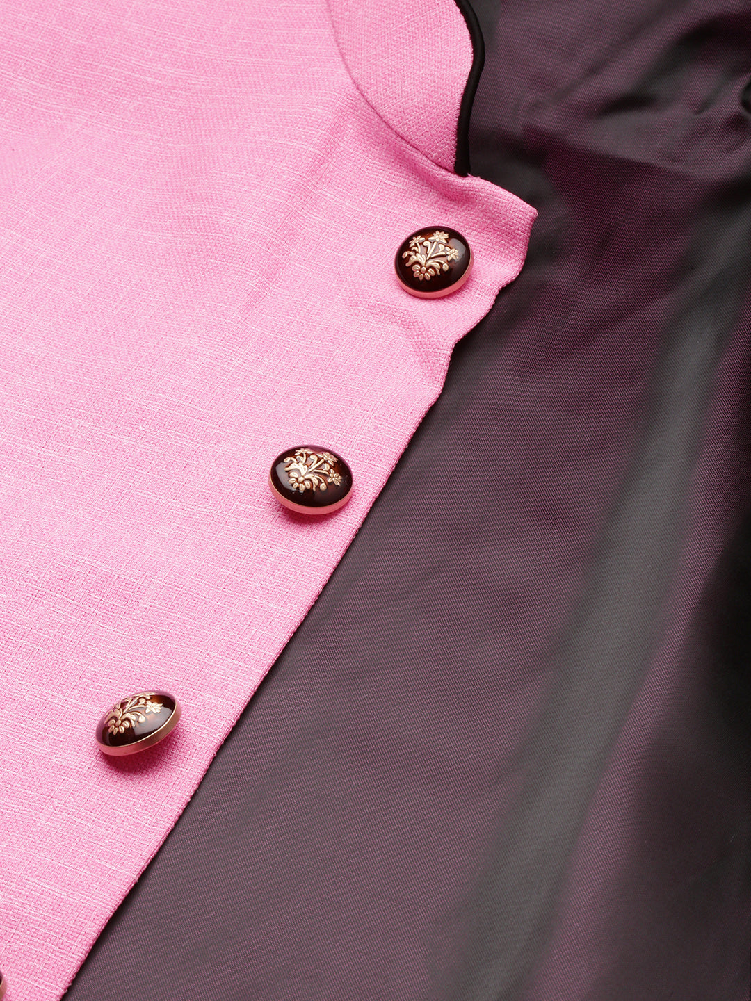 Men Mandarin Collar Solid Fuchsia Nehru Jacket