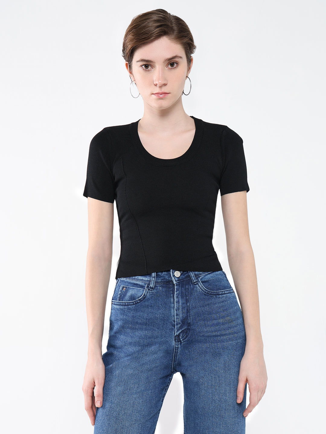 Women Black Solid Top