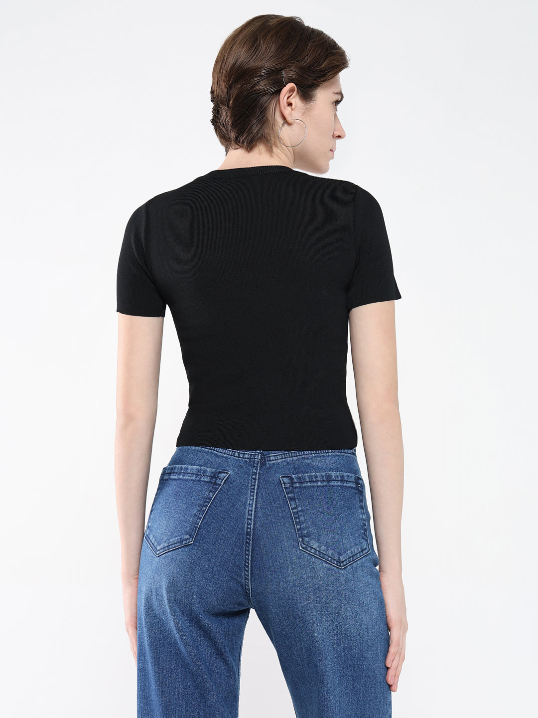 Women Black Solid Top