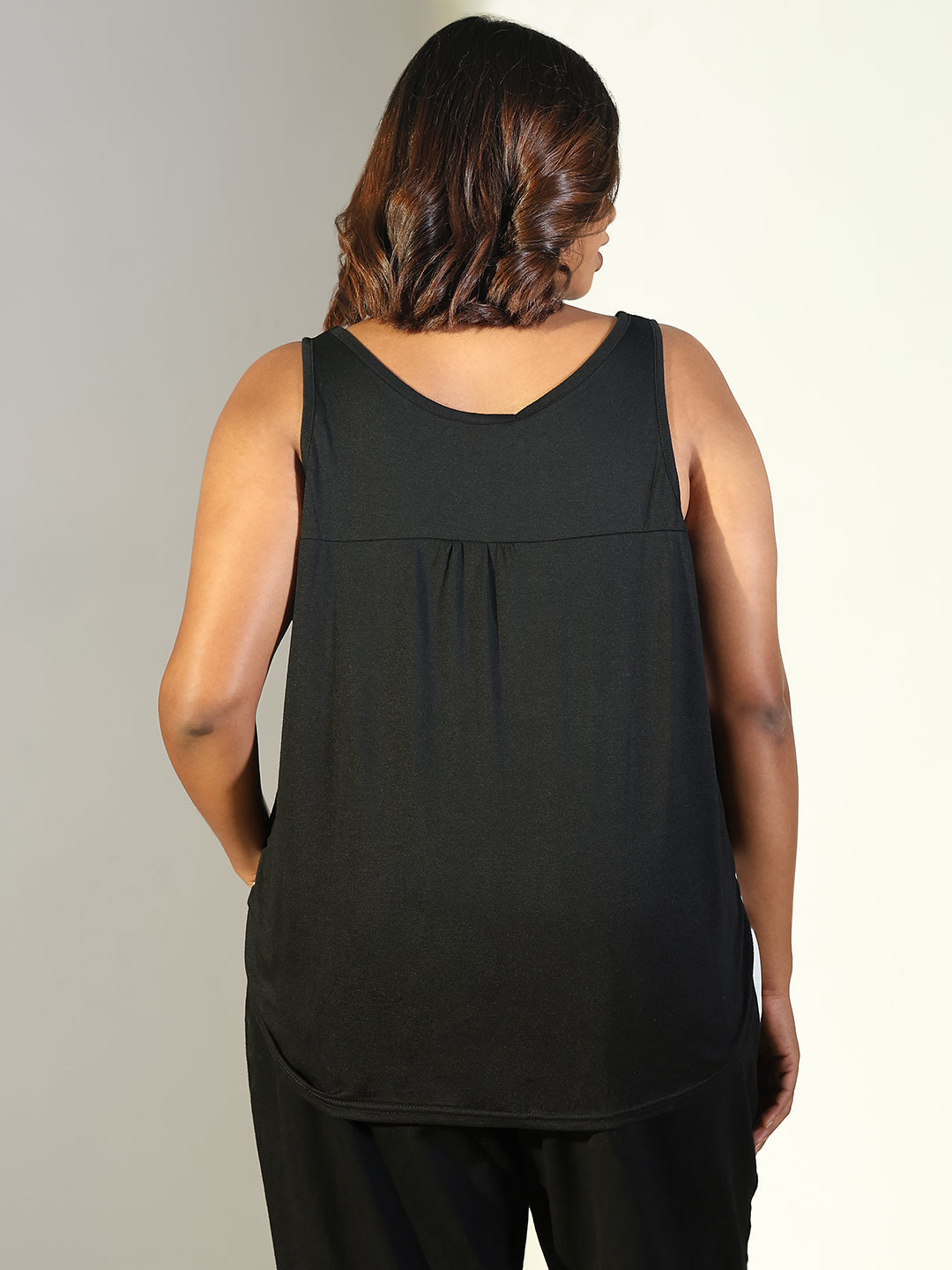 Women Black Colourblocked Tank Top