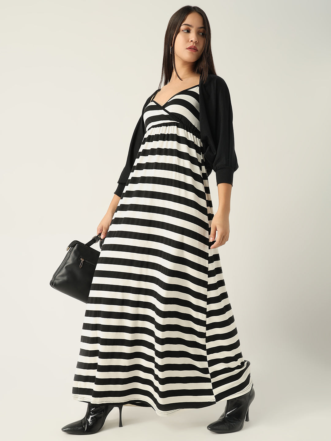 Women Black Striped Maxi Dress