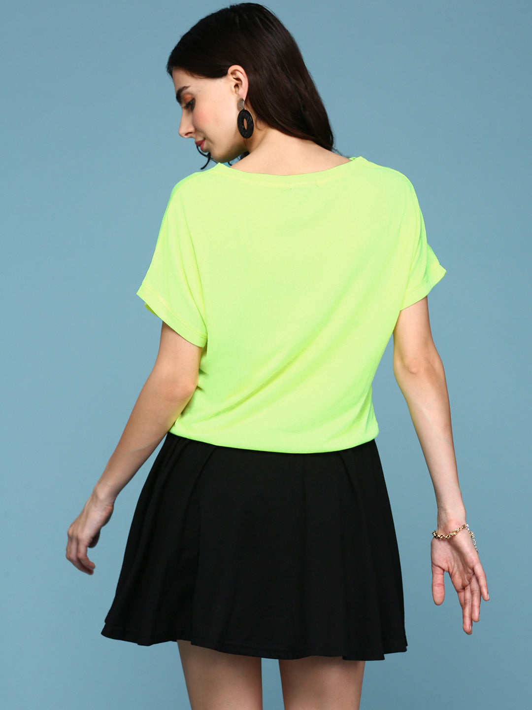 Women Fluorescent Green Colourblock Peplum Dress