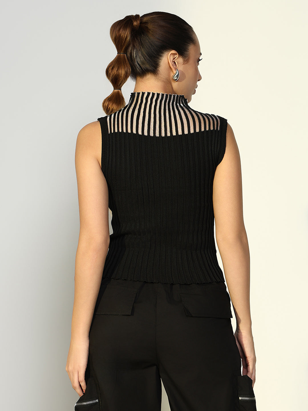 Women Solid Black Top