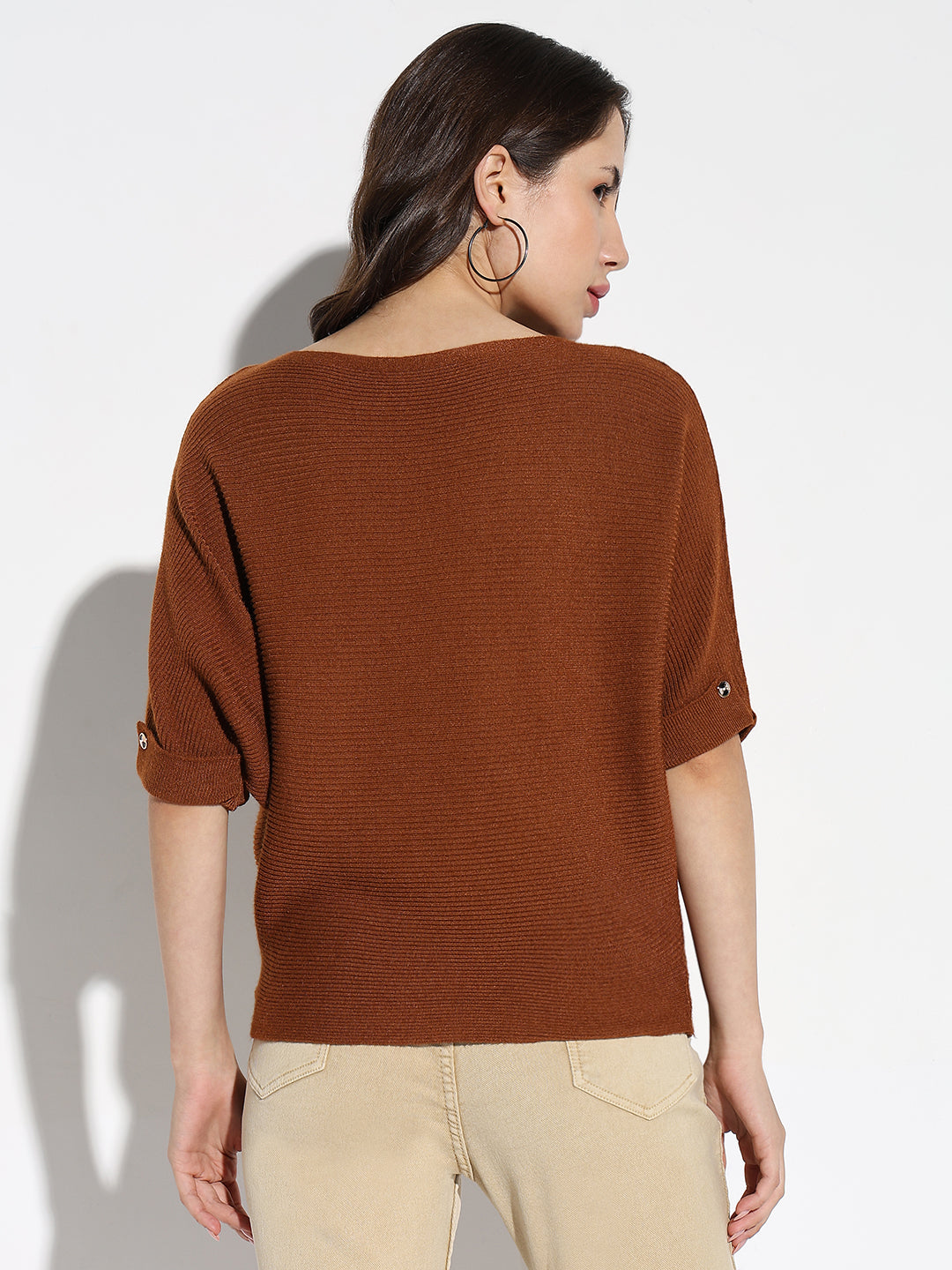 Women Brown Solid Boxy Top