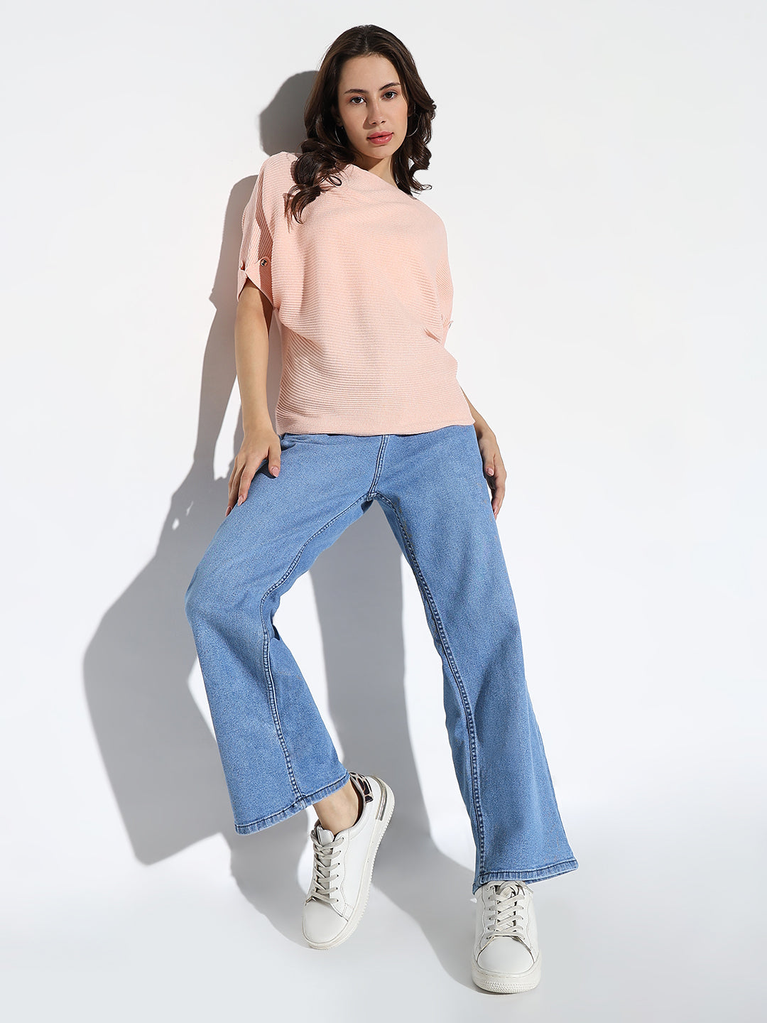 Women Peach Solid Boxy Top