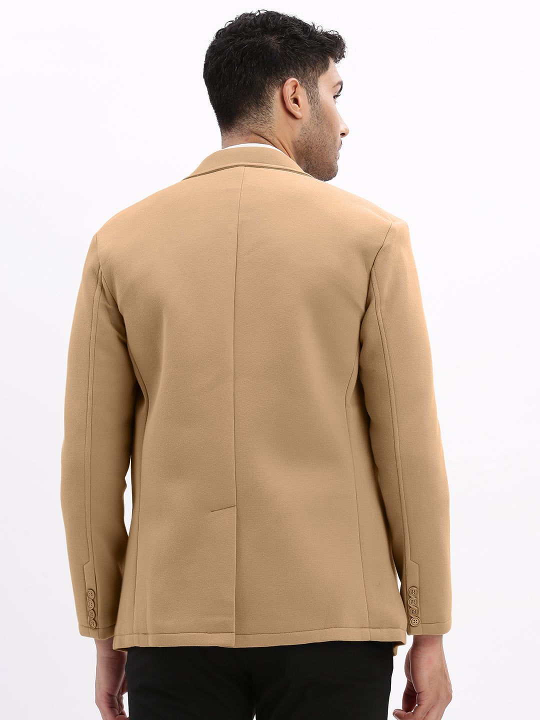 Men's Beige Tailored Single-Breasted Blazer