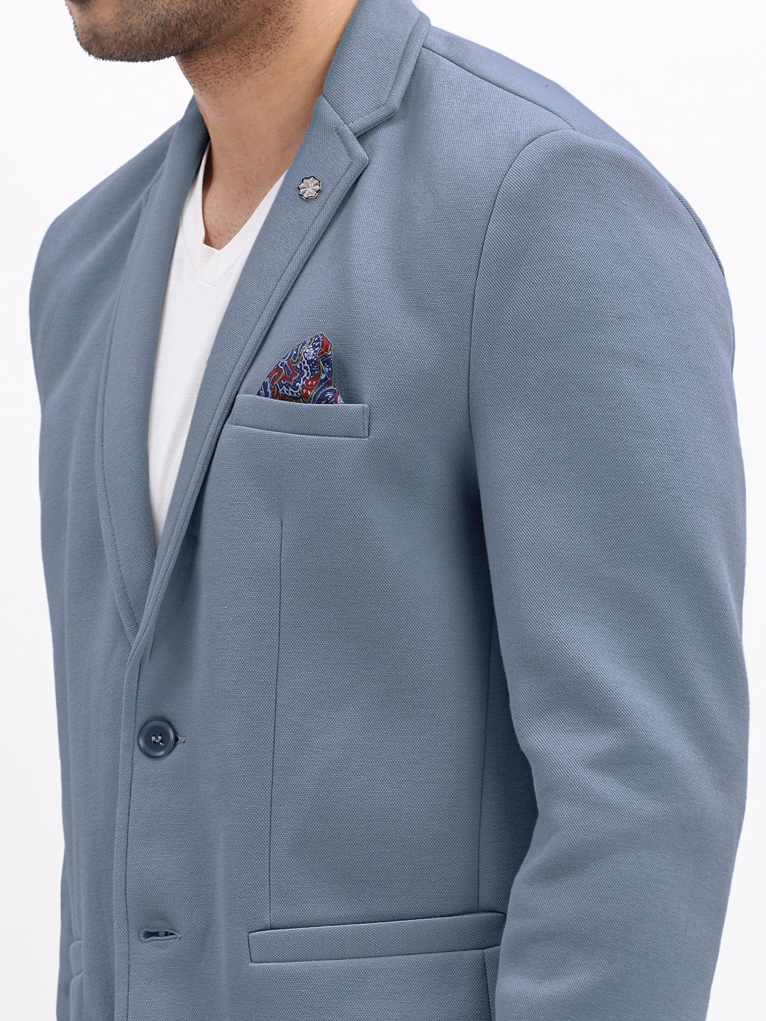 Men's Blue Tailored Single-Breasted Blazer
