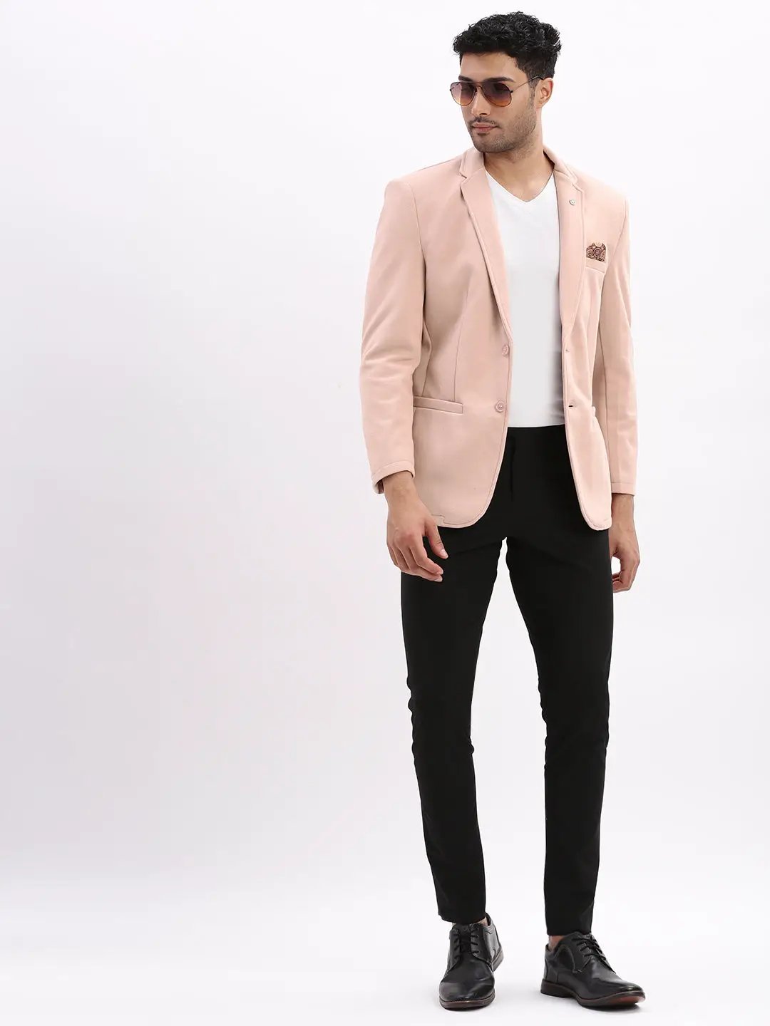 Men's Peach Single-Breasted Slim Fit Blazer with Notched Lapel - from SHOWOFFFF