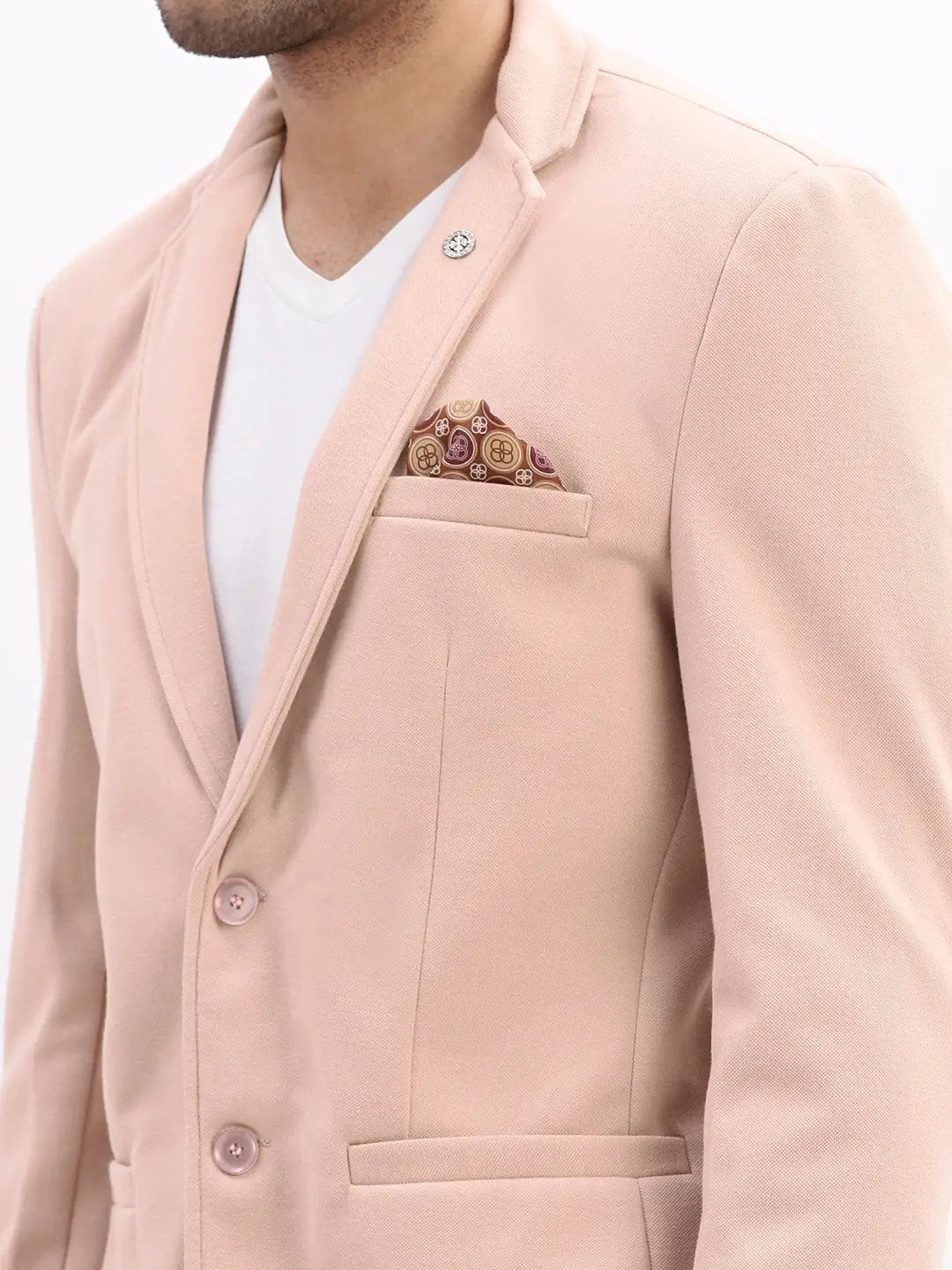 Men's Peach Single-Breasted Slim Fit Blazer with Notched Lapel - from SHOWOFFFF