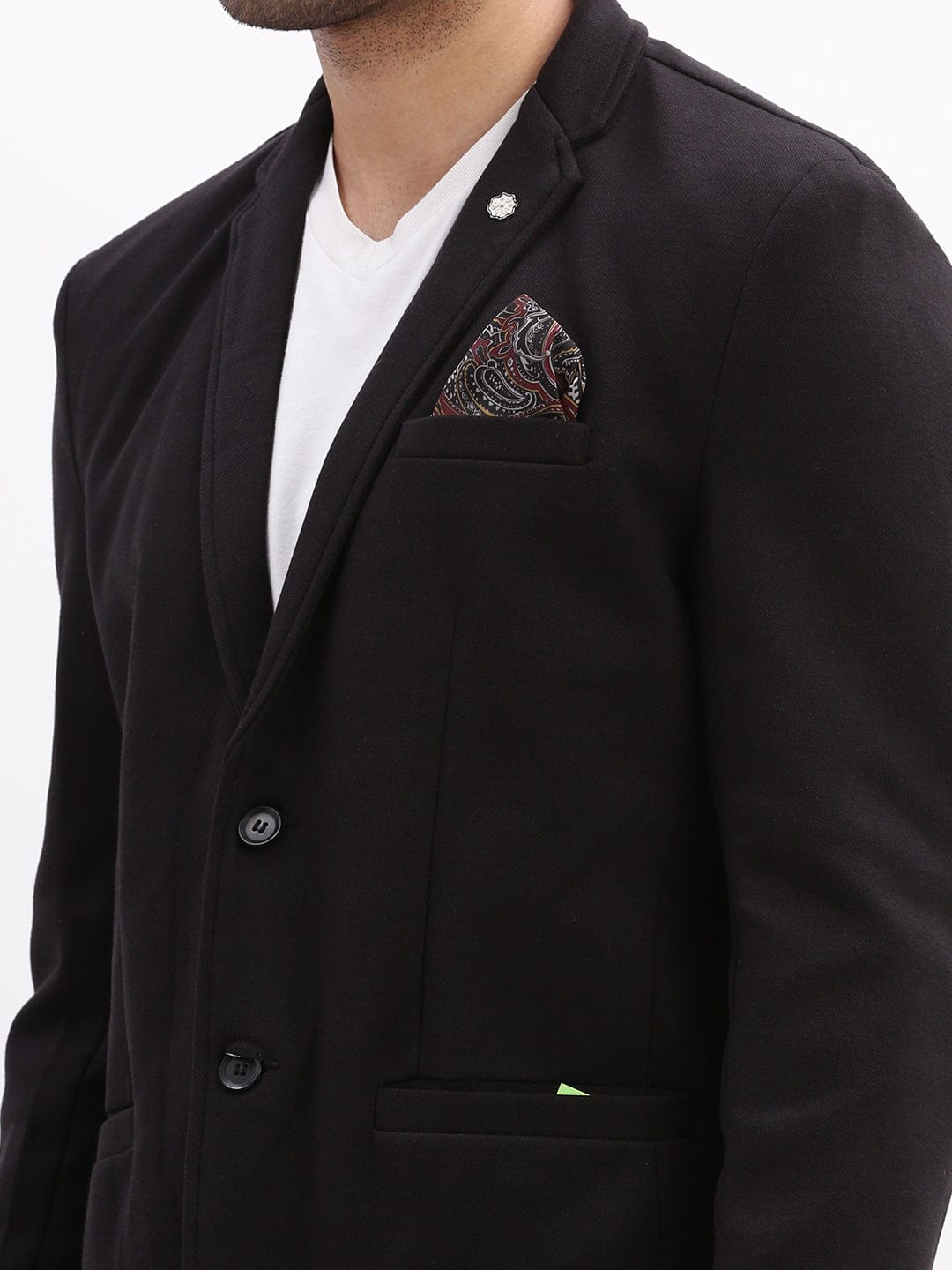 Men's Black Single-Breasted Slim Fit Blazer with Notch Lapel