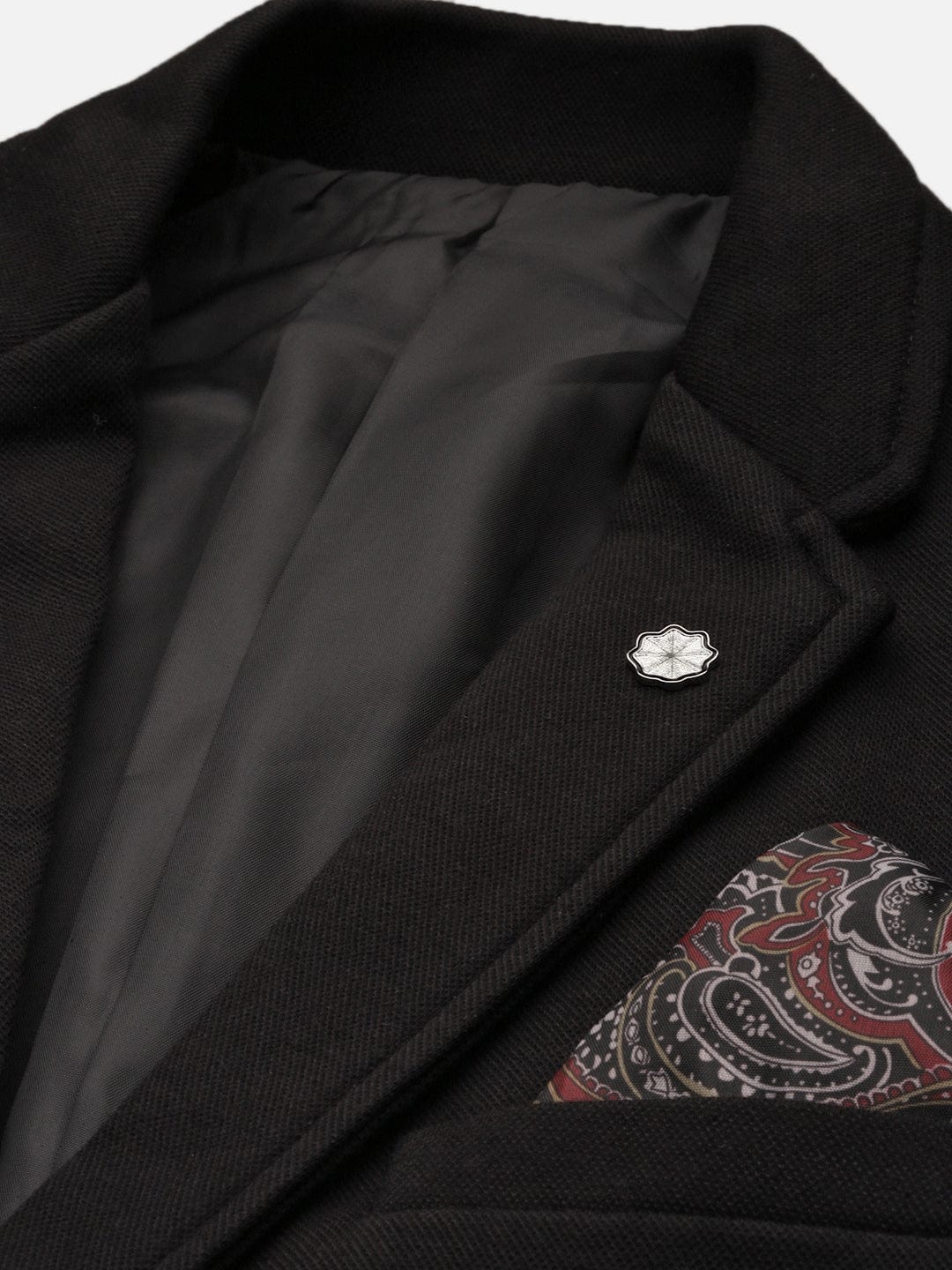 Men's Black Single-Breasted Slim Fit Blazer with Notch Lapel