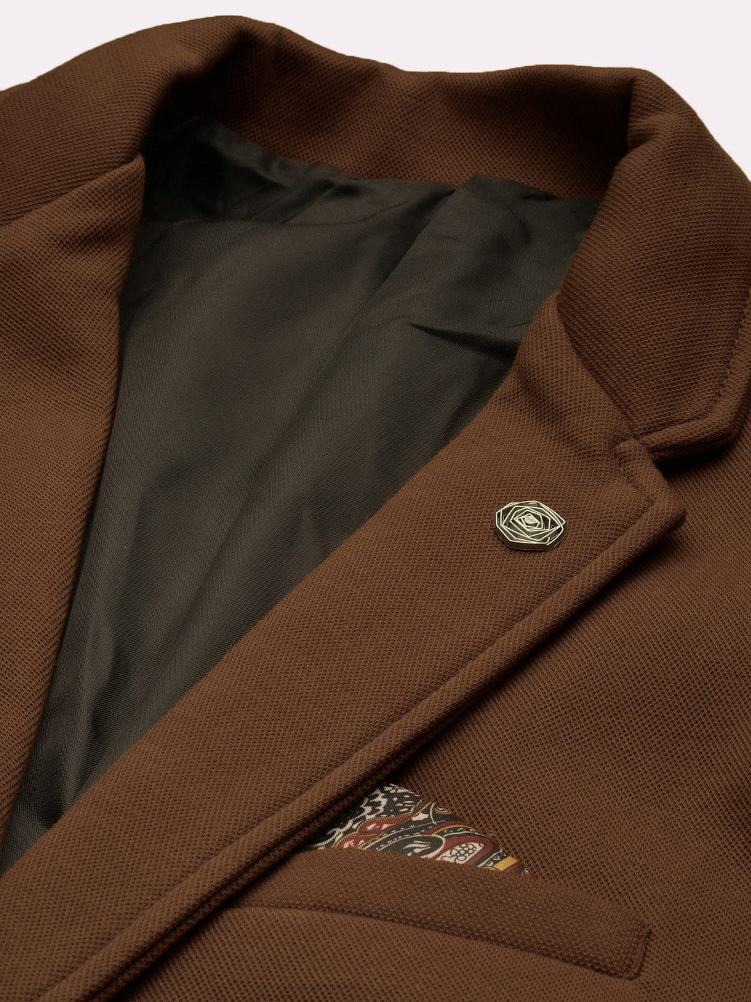 Men's Brown Single-Breasted Slim Fit Blazer with Notch Lapel