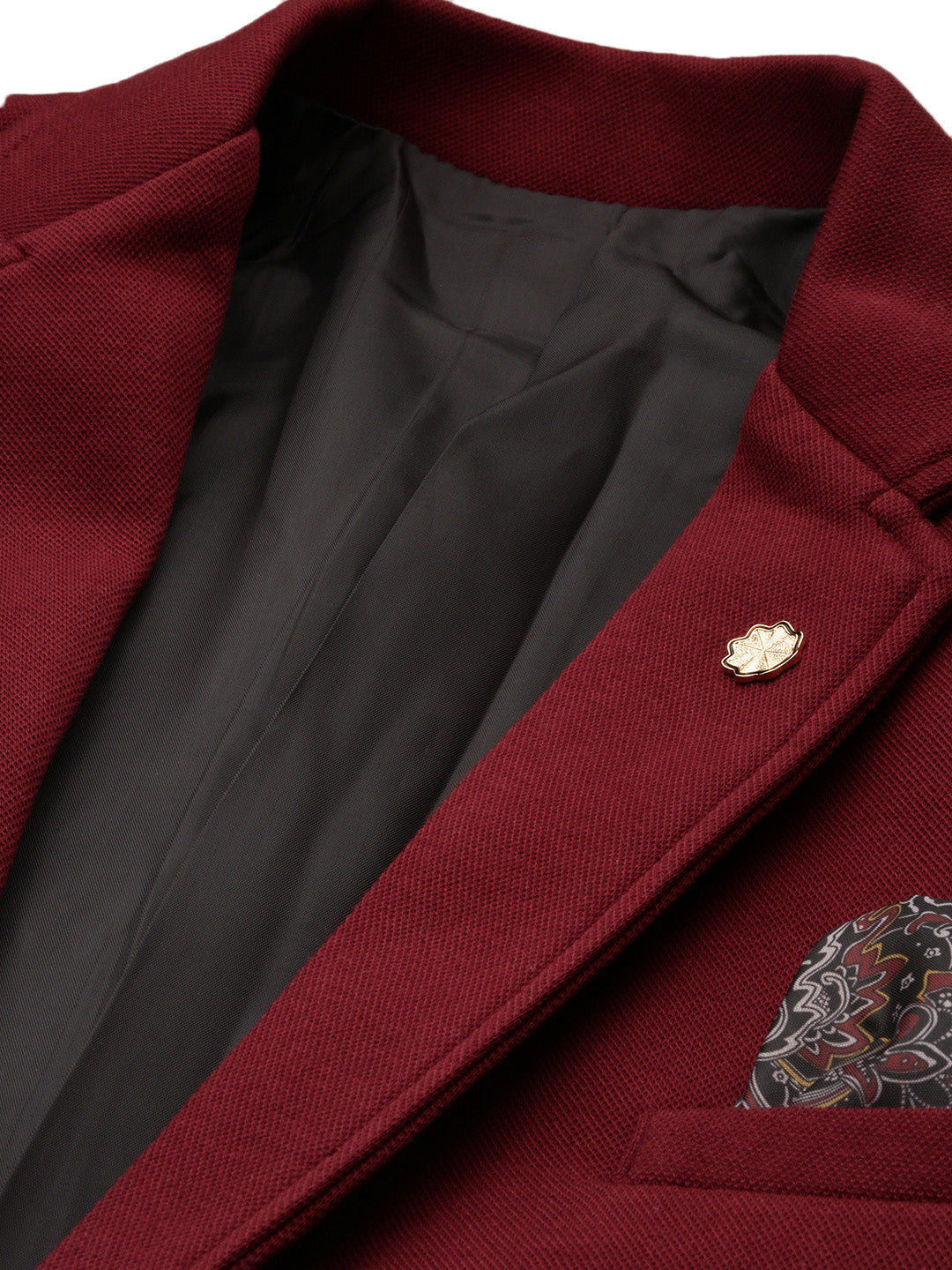 Men's BurgundyTailored Single-Breasted Blazer with Notched Lapel