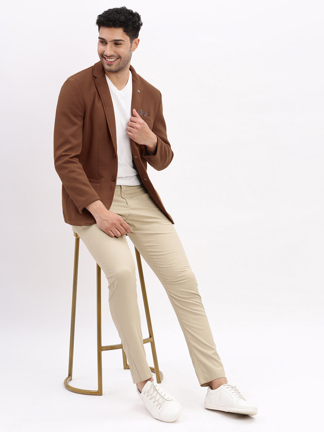 Men's Coffee Brown Tailored Single-Breasted Blazer