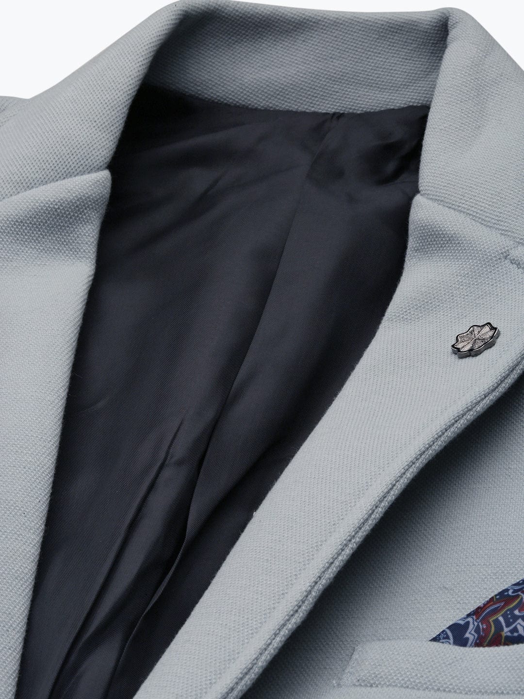 Men's Light Blue Single-Breasted Slim Fit Blazer with Notch Lapel