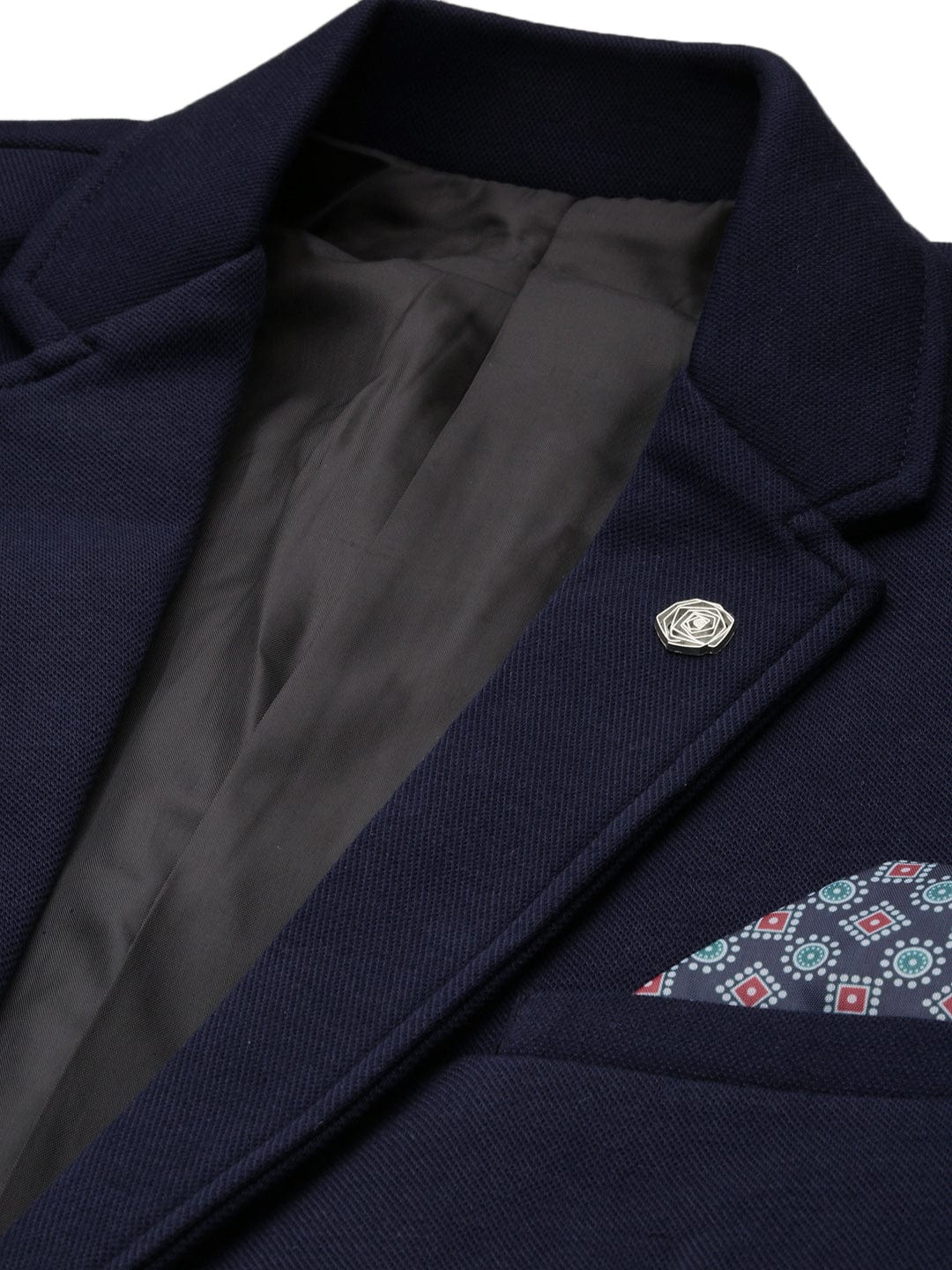 Men's Navy Blue Single-Breasted Slim Fit Blazer with Notch Lapel