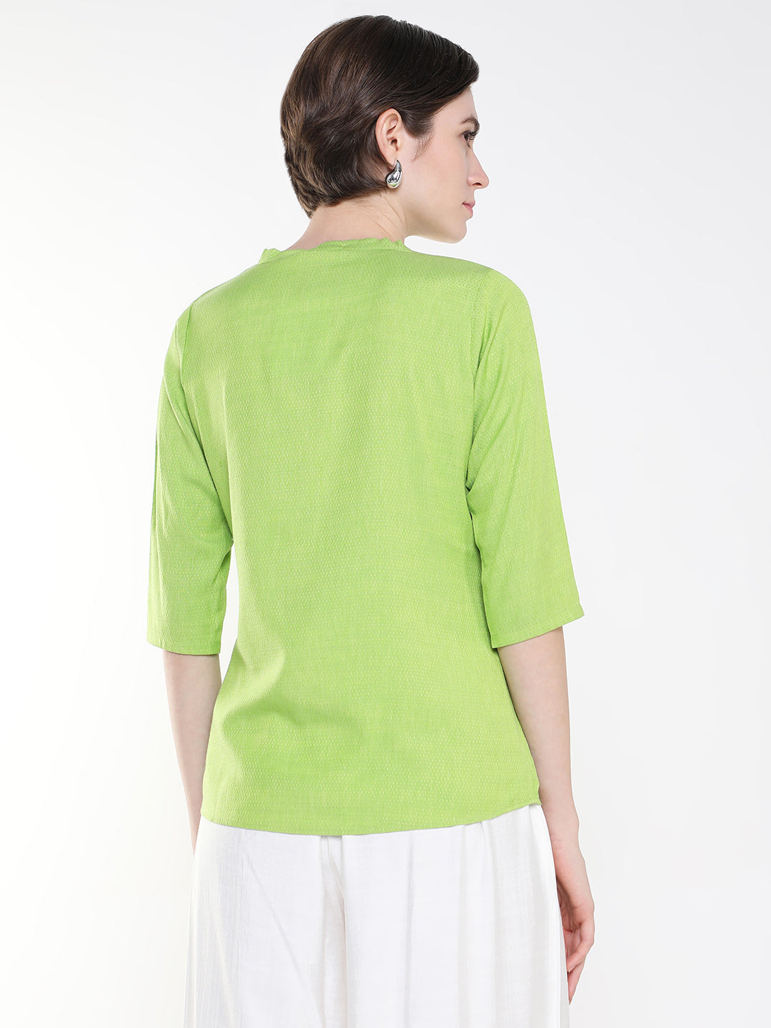 Women Solid Green Top