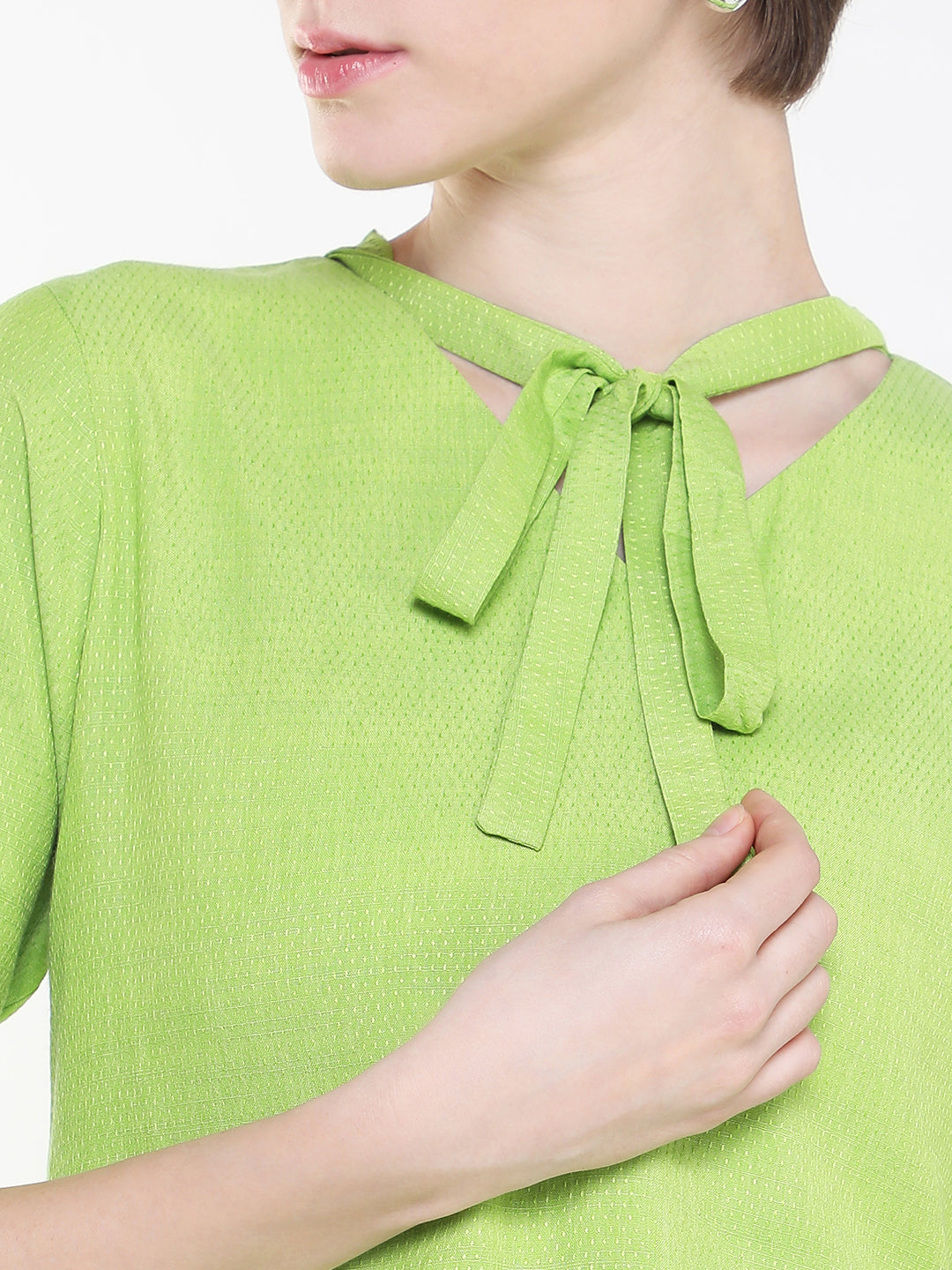 Women Solid Green Top