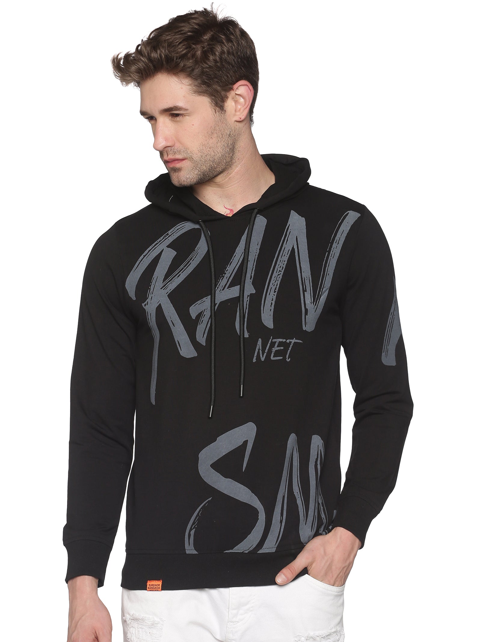 Men Printed Black Sweatshirt