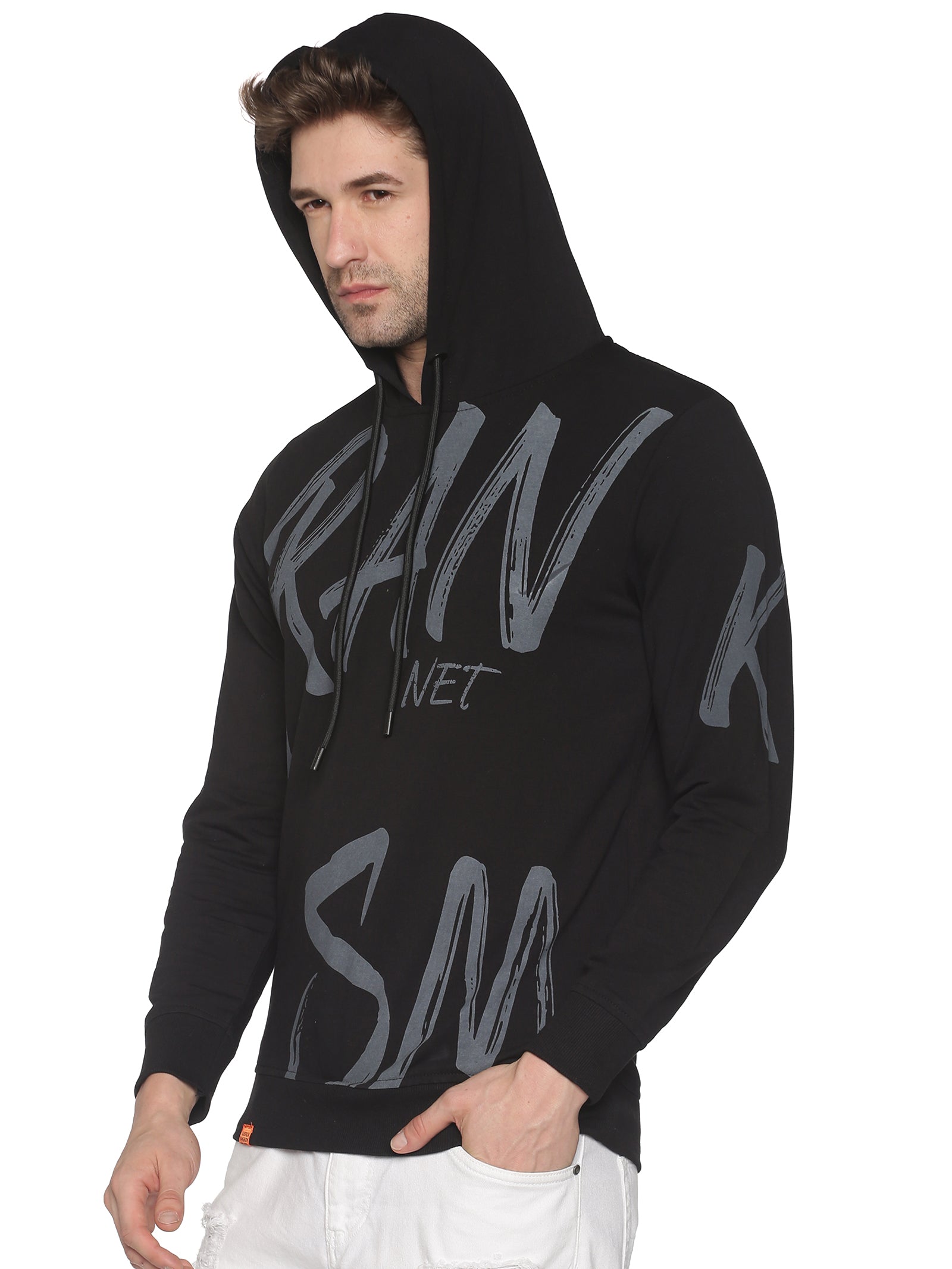 Men Printed Black Sweatshirt