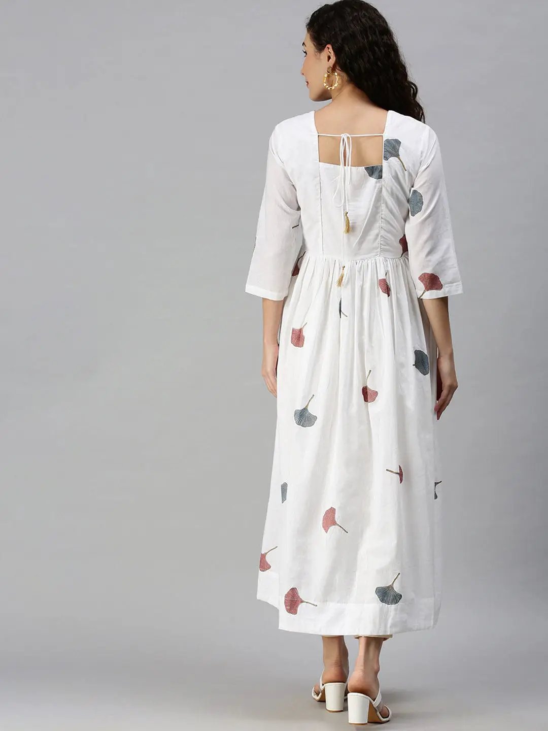 Women's Printed White Anarkali Kurta
