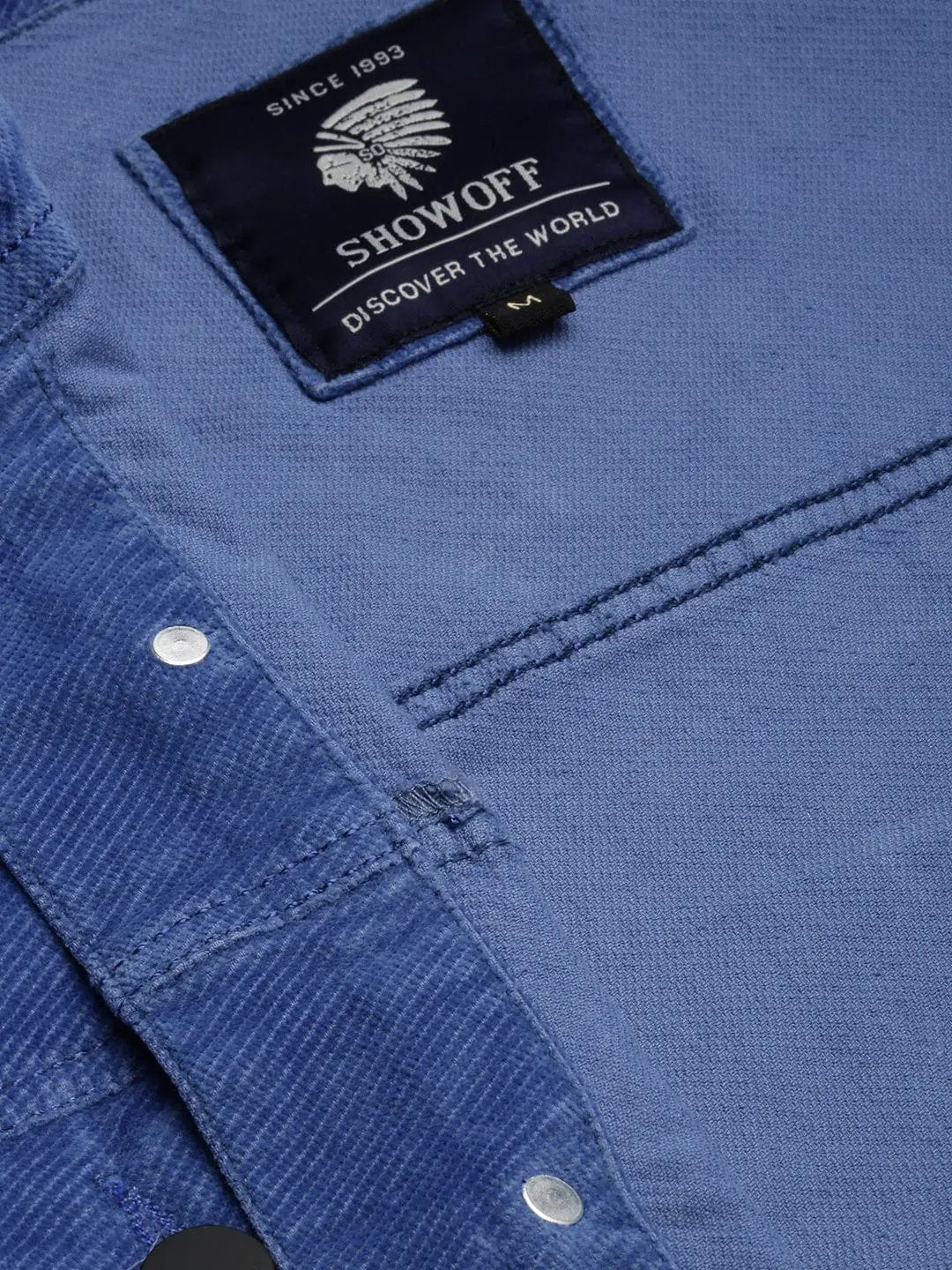Men's Spread Collar Solid Blue Open Front Jacket